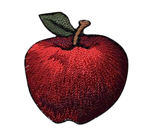 Red Apple Embroidered Iron On Patch for DIY Clothing, Hats, Bags - Customizable Sew On Applique for Kids & Adults - Perfect for Jackets, Jeans, Backpacks & Craft Projects