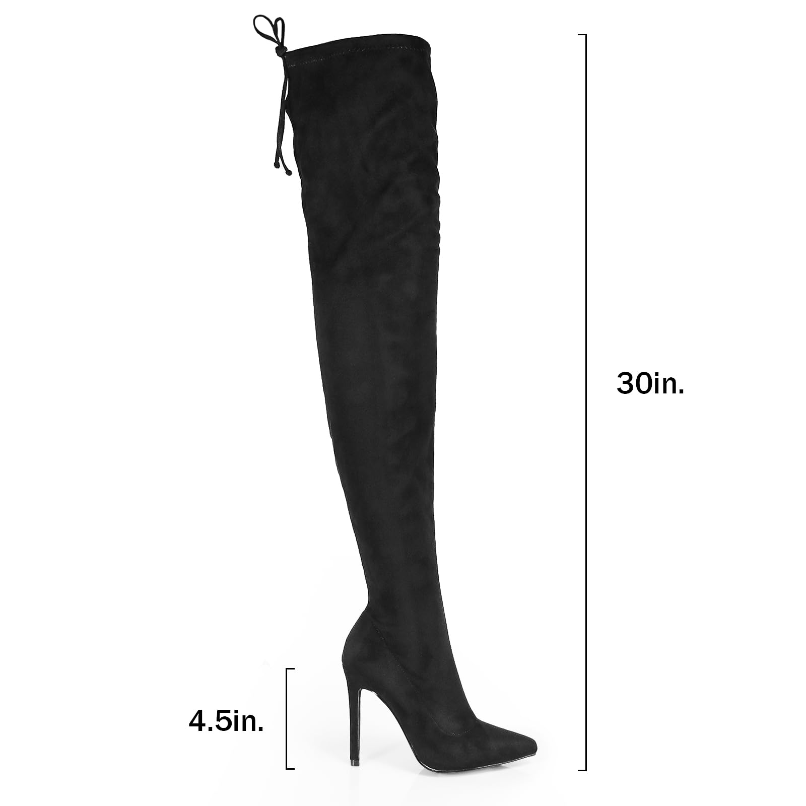 Liliana Women's Thigh High Boots with Inner Zip - Pointed Toe Stiletto Heel Knee High Fashion Boots for Party, Night Out & Winter Style (GISELE-50)