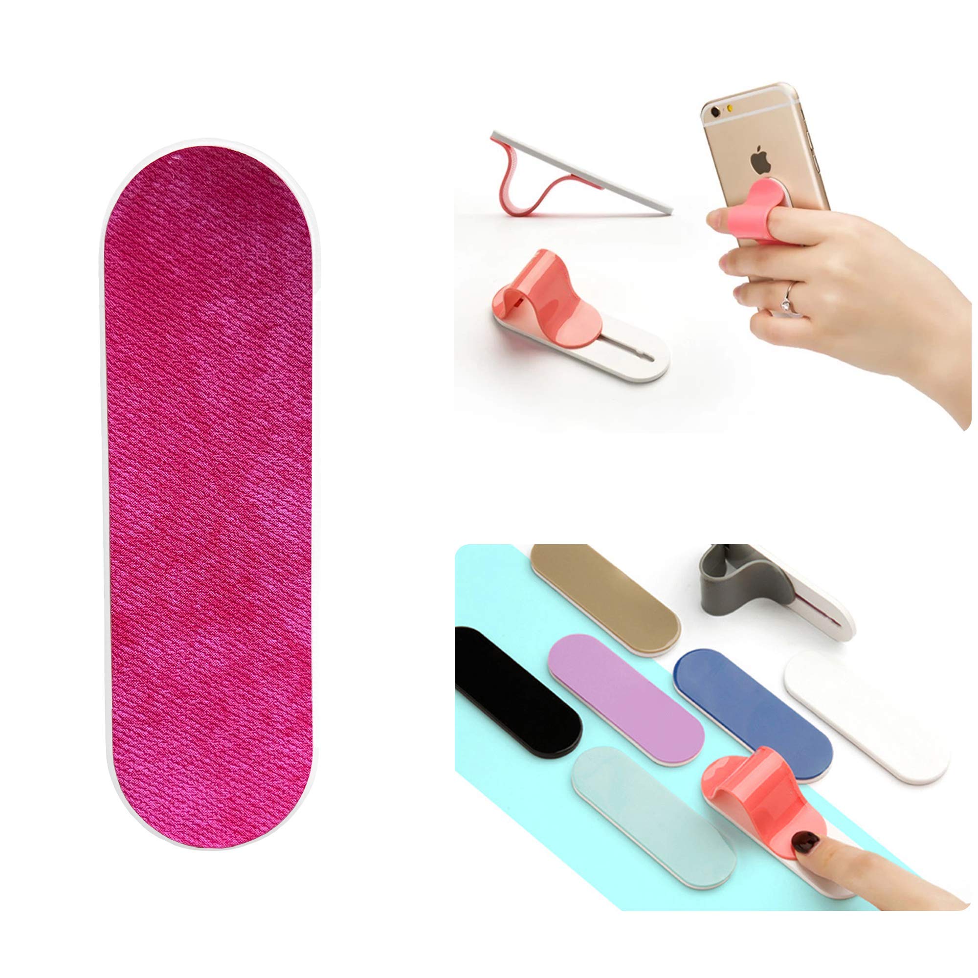 ZOQIZA Universal Phone Grip Holder - Portable Finger Strap Stand for All Smartphones | Non-Slip Kickstand & Phone Charm Accessory (Denim Hot Pink) | Perfect for Hands-Free Viewing, Selfies & Secure Grip