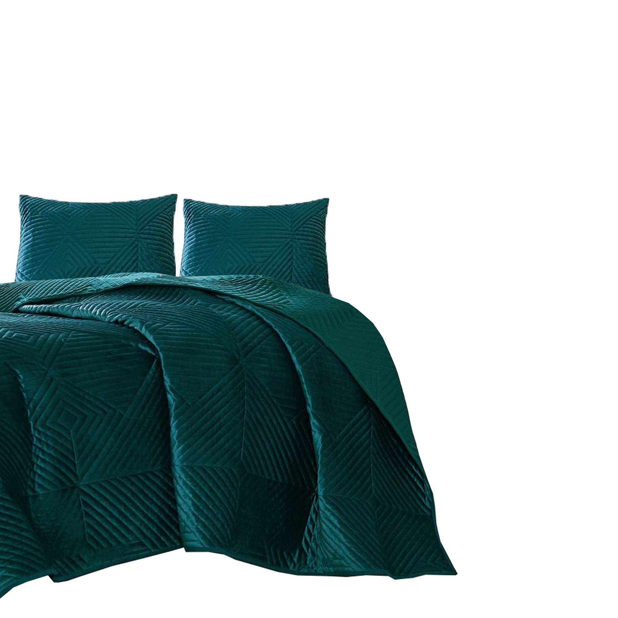 Benjara Bann 3-Piece King Size Quilt Set - Modern Geometric Pattern Bedding in Green | Perfect for Master Bedroom, Guest Room & Cozy Home Decor
