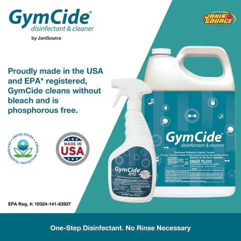 GymCide Ready-to-Use Spray Disinfectant & Cleaner - Kills 99.9% Germs - Gym Equipment & Home Surface Sanitizer - Ideal for Fitness Centers, Yoga Mats & Sports Gear