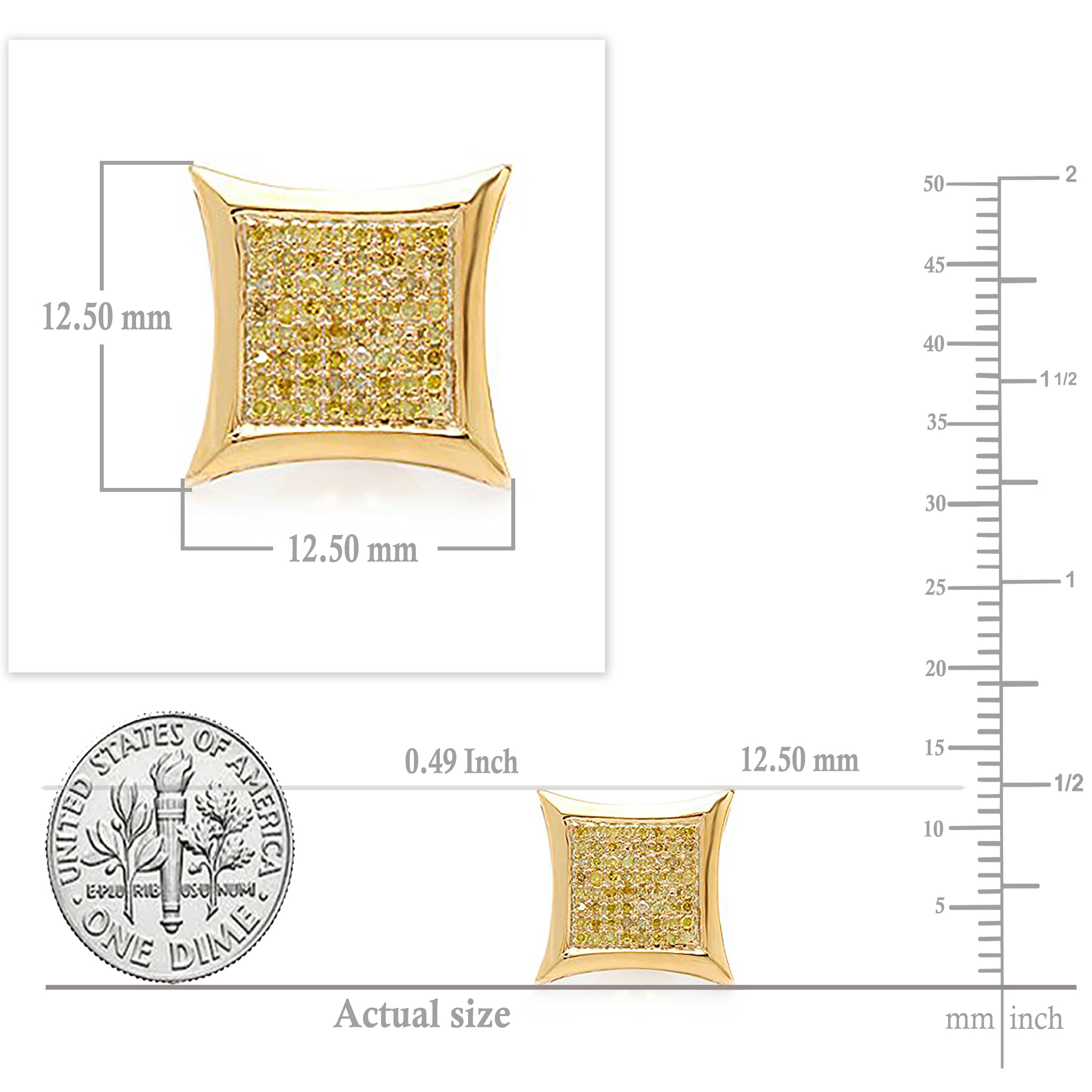 Dazzlingrock 0.17ct Round Yellow Diamond Kite Stud Earrings - Micro Pave Setting - 14K Gold (1 Piece) | Elegant Gift for Women, Perfect for Parties & Special Occasions