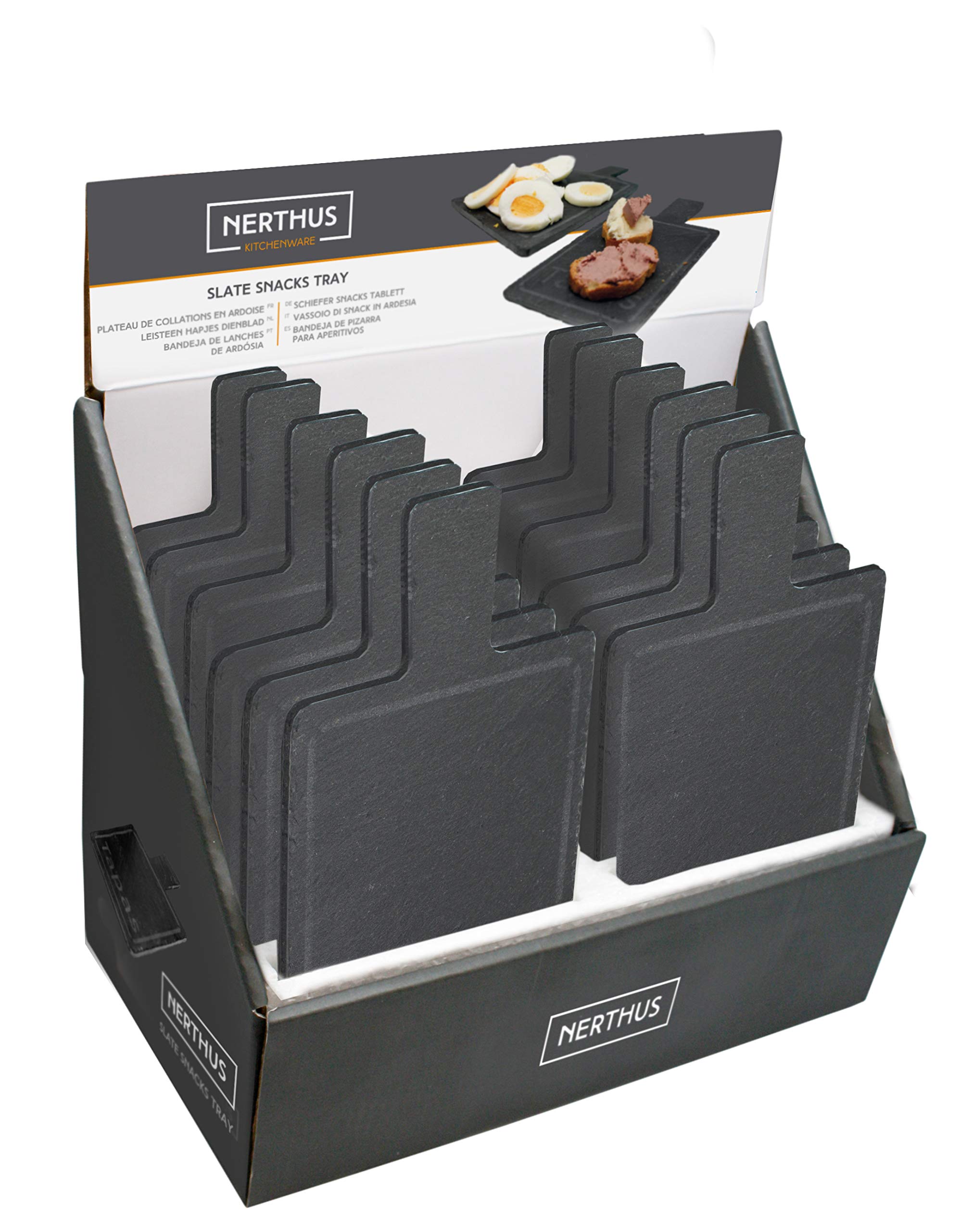 NERTHUS FIH 358 Slate Snack Tray - Durable Serving Platter for Charcuterie, Cheese, Appetizers - Perfect for Parties, Picnics & Home Entertaining