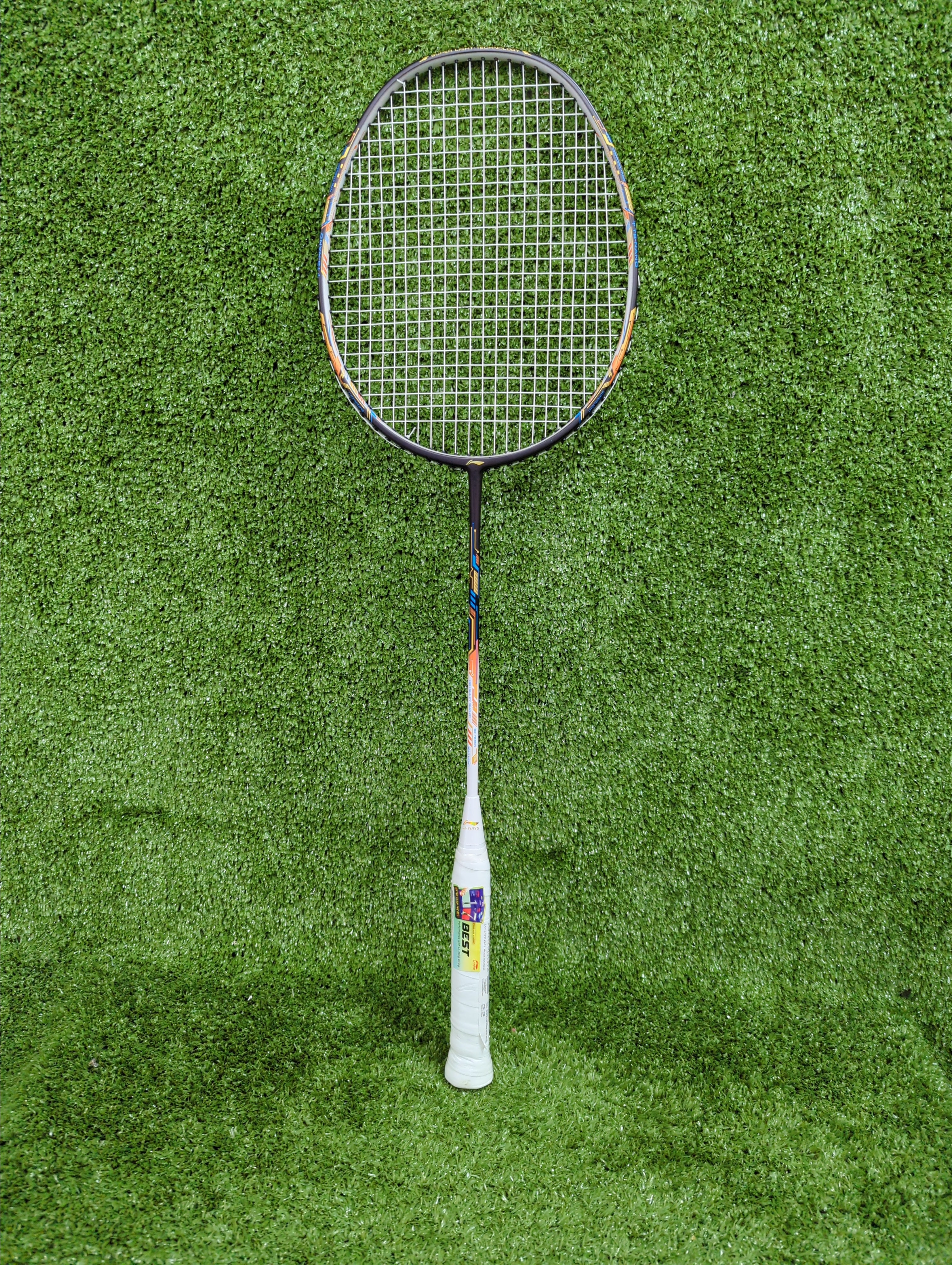 Li Ning Air Force 78 G3 Badminton Racket - Prestrung Professional Shuttlecock Racquet in Navy/Silver/Orange | Made in China | Perfect for Competitive Play & Training Sessions
