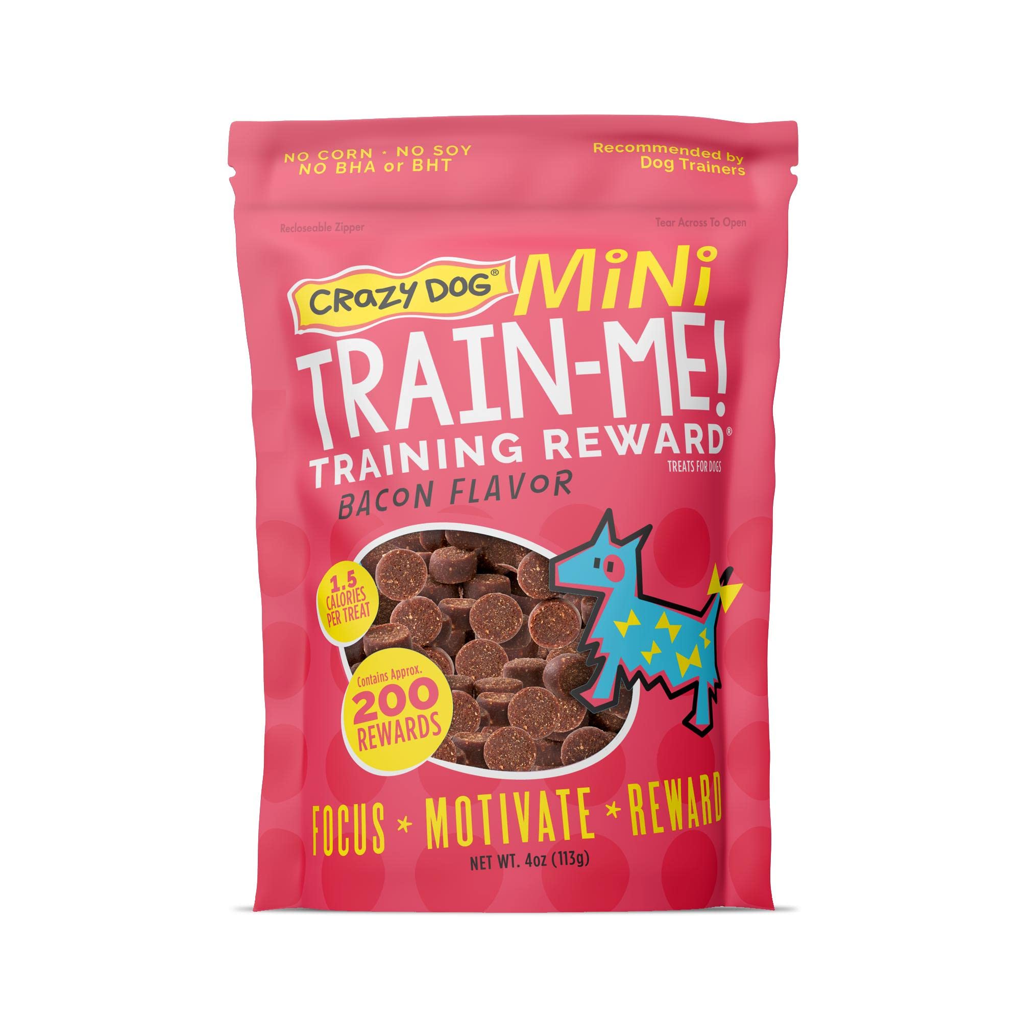 Crazy Dog Train-Me! Training Reward Mini Dog Treats 4oz - Healthy Soft Bites for Small & Medium Dogs - Perfect for Obedience Training, Behavior Rewards & Positive Reinforcement