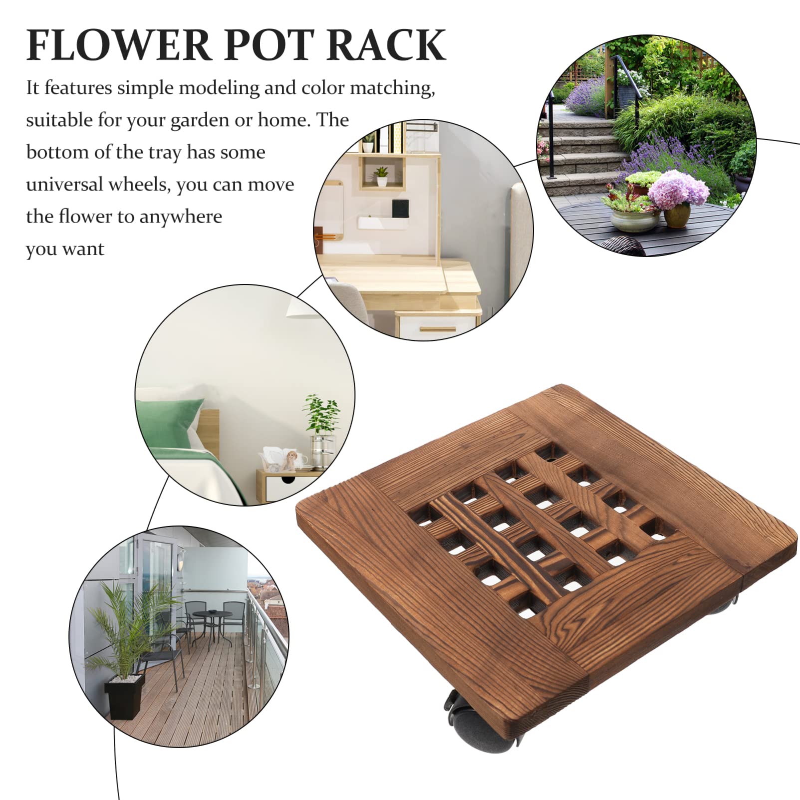 Happyyami 1pc Lockable Wheeled Flower Pot Tray - Universal Rolling Planter with Wheels for Indoor/Outdoor Potted Plants - Perfect for Patio, Garden, Balcony & Home Decor