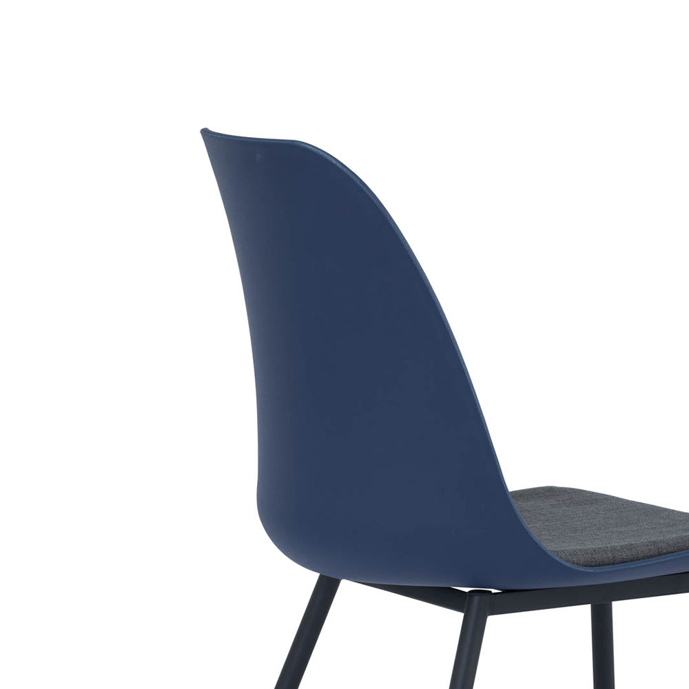 LAXMI Dining Chair - Midnight Blue & Black Upholstered Seat - Perfect for Kitchen, Dining Room & Home Office