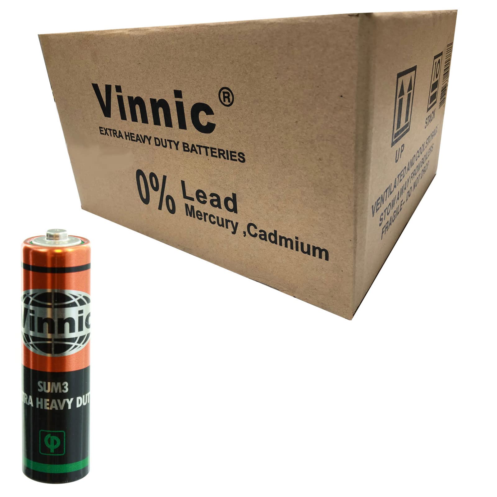 800-Pack VINNIC ER6MSG AA Extra Heavy Duty Batteries - LR06, MN1500, R06P, SUM4, HP7 - Long-Lasting Power for Toys, Flashlights, Remote Controls & Electronics