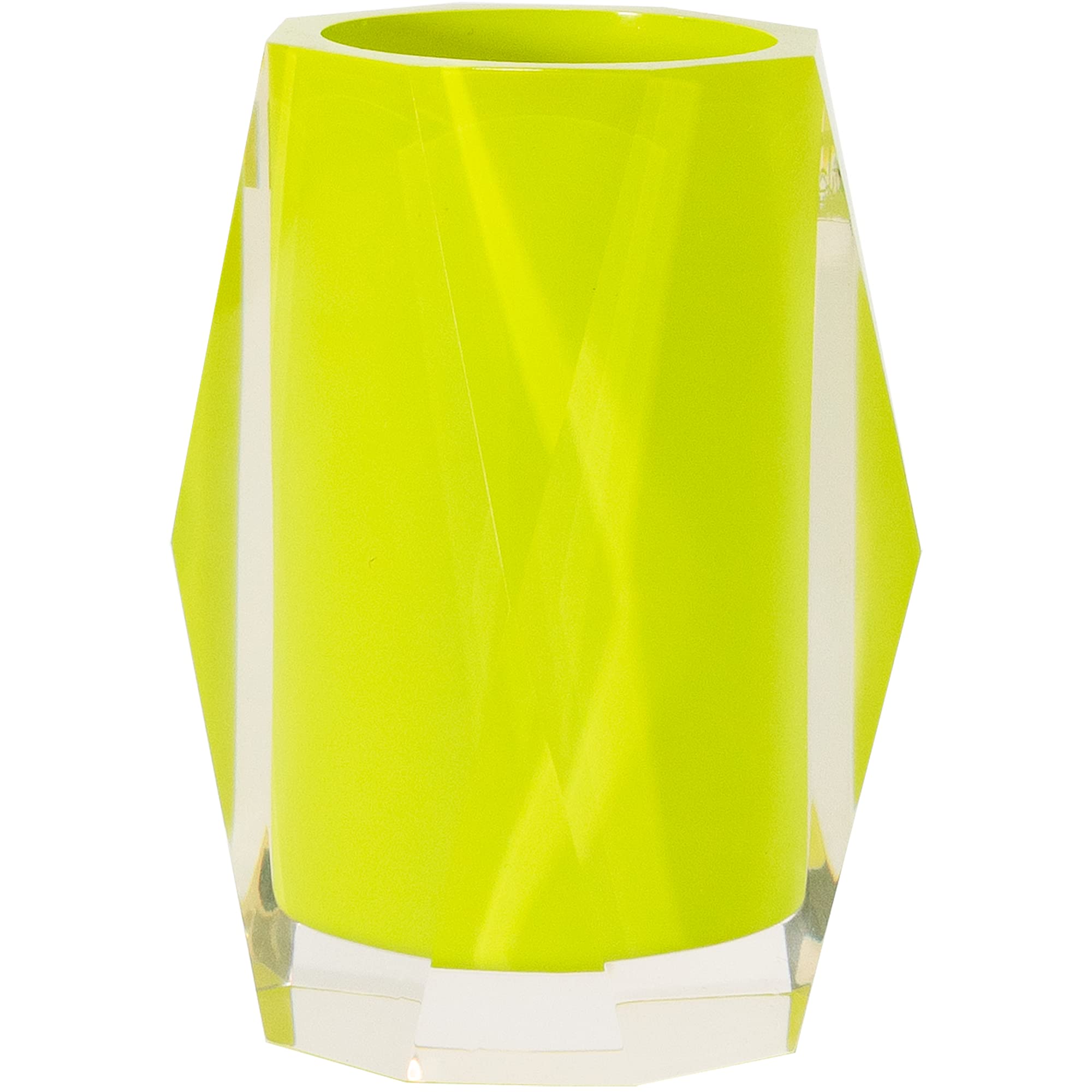 Premium Faceted Tumbler - Durable Resin Cup with Smooth Finish, Easy to Clean Drinking Glass - Stylish Yellow Bathroom Decor (2.5x4.5 Inches) - Perfect for Home, Office, Hotel, and Restaurant Use - Sold Individually