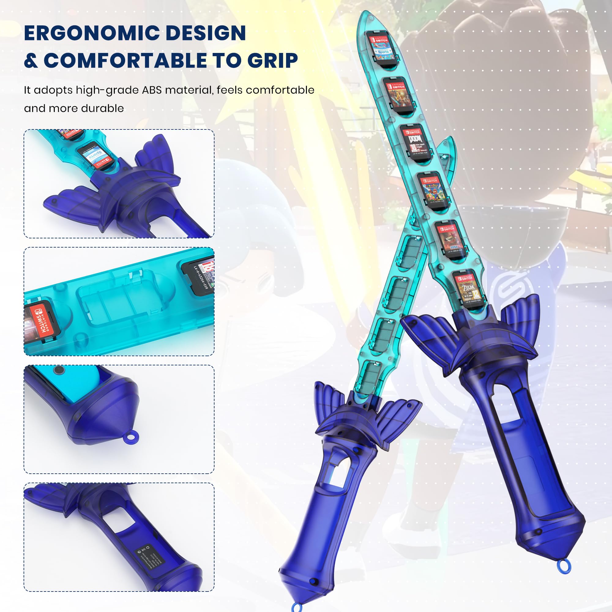 CODOGOY Switch Sword Accessory - Compatible with Switch Sports Chambara, Zelda: Tears of the Kingdom & Skyward Sword HD - Game Card Storage (1 Pack) - Perfect for Nintendo Switch Gaming & Swordplay Battles