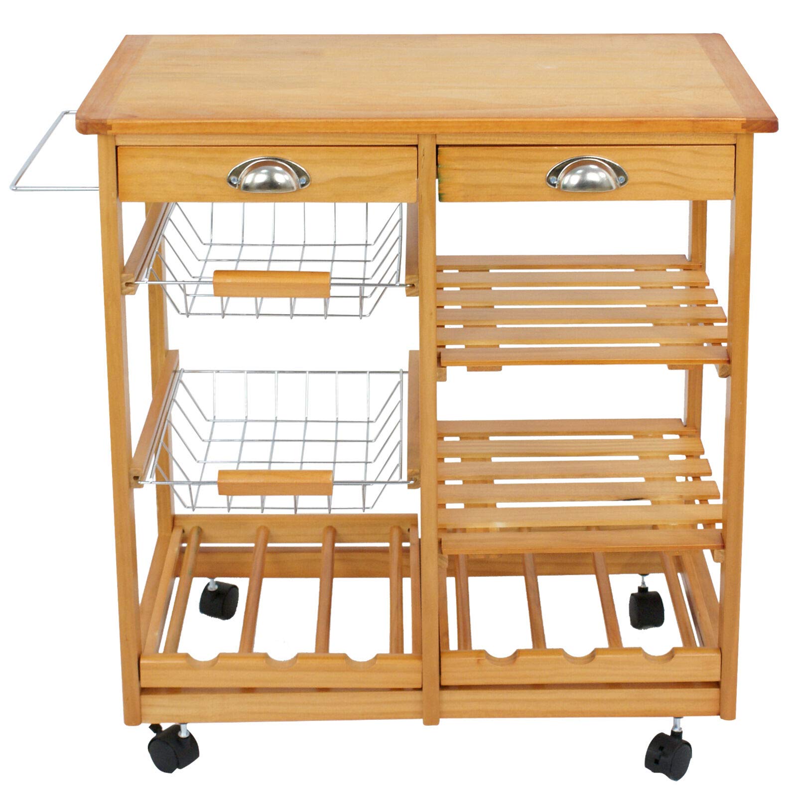 Sturdy Rolling Wood Kitchen Island Cart with Storage Drawers - Mobile Kitchen Trolley for Dining Prep, Pantry Organization & Small Space Living