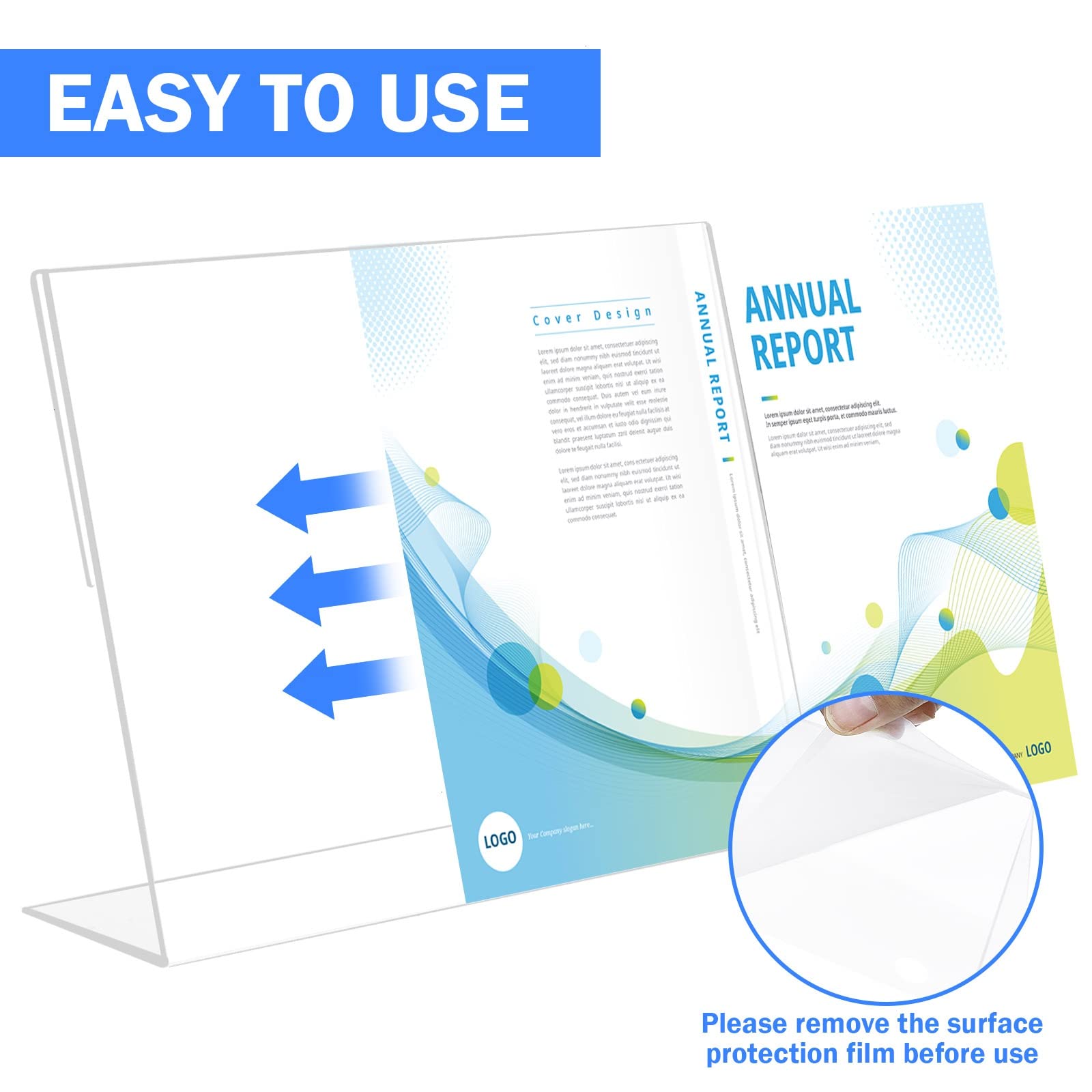 8.5 x 11 Horizontal Acrylic Sign Holders - 6 Pack Clear Plexiglass Display Stands for Photos, Menus, Advertisements | Perfect for Restaurants, Offices, Retail Stores & Promotional Events