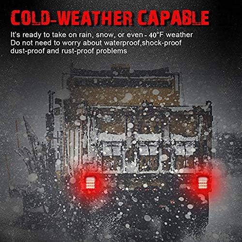 Universal LED Trailer Tail Lights - Brake Turn Signal Reverse Running Back Up Stop Rear Lights for JK CJ Truck Van RV SUV Bus Cargo - DC12V Red/White - 1 Year Warranty (Pack of 2) - Perfect for Night Driving & Heavy Duty Vehicles