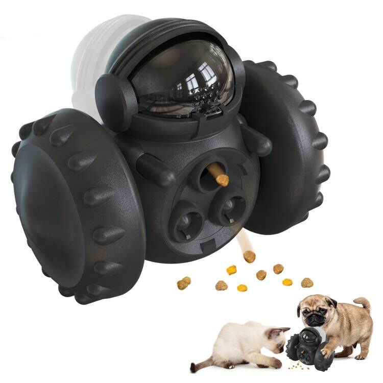 Interactive Dog Treat Dispenser Toy - Slow Feeder Puzzle Game for Small & Medium Dogs & Cats - Black Pet Food Bowl for Mental Stimulation & Exercise (Perfect for Boredom Relief & Mealtime Enrichment)