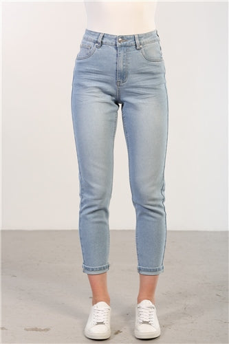 KEILE MOM JEANS Regular Leg Light Blue - High Waist Vintage Denim Pants for Women | Perfect for Casual Wear, Office Outfits & Street Style Fashion