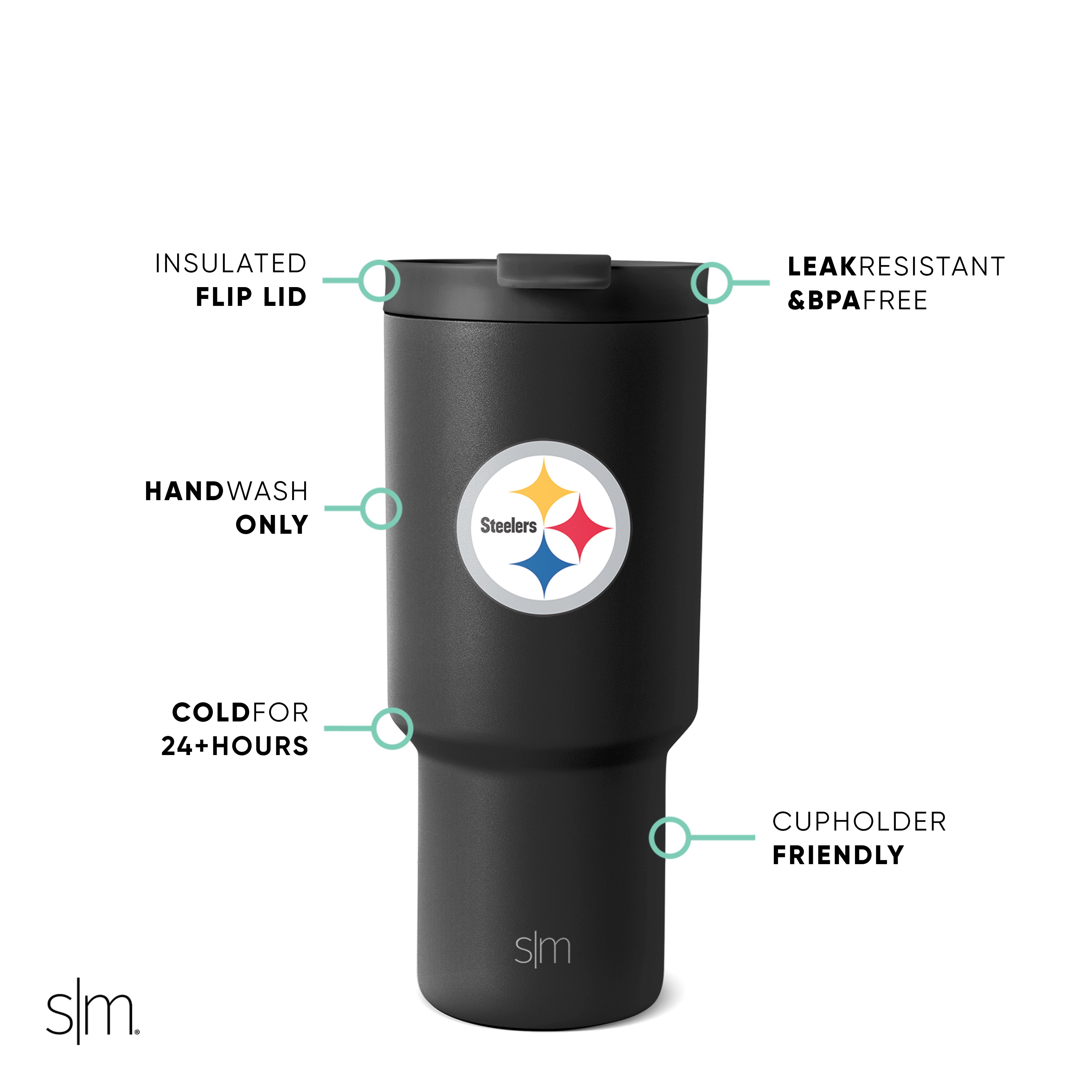 NFL Trek Tumbler 20oz Stainless Steel Insulated Water Bottle with Lid - Leakproof Travel Mug for Coffee & Tea - Perfect for Football Games, Camping & Outdoor Activities