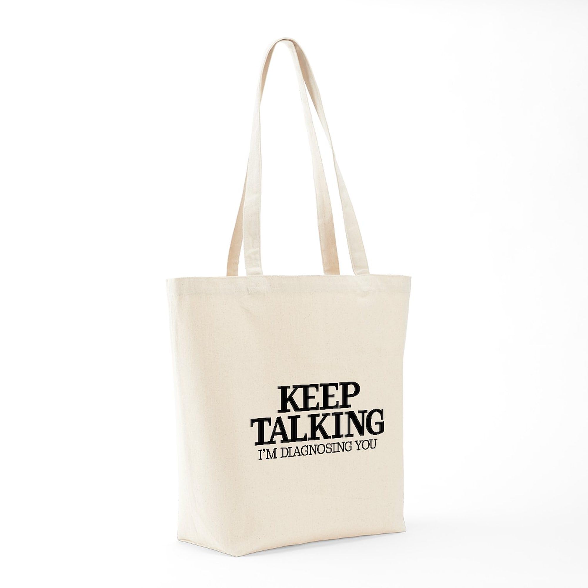 Keep Talking I'm Diagnosing You Tote Bag - Natural Canvas Reusable Shopping Bag for Doctors, Nurses & Medical Students - Perfect for Hospital Shifts, Grocery Runs & Everyday Use