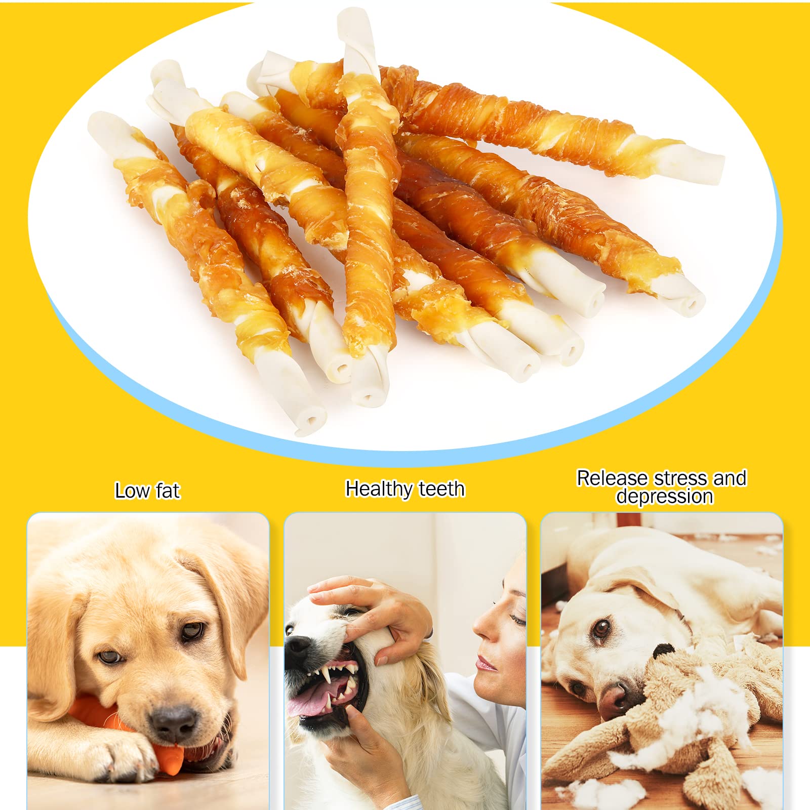 HealthyBones Natural Chicken Breast Wrapped Dog Treats for Carolina Dogs & Medium Hound Breeds - 9 Count, High-Protein Training Snacks for Active Dogs