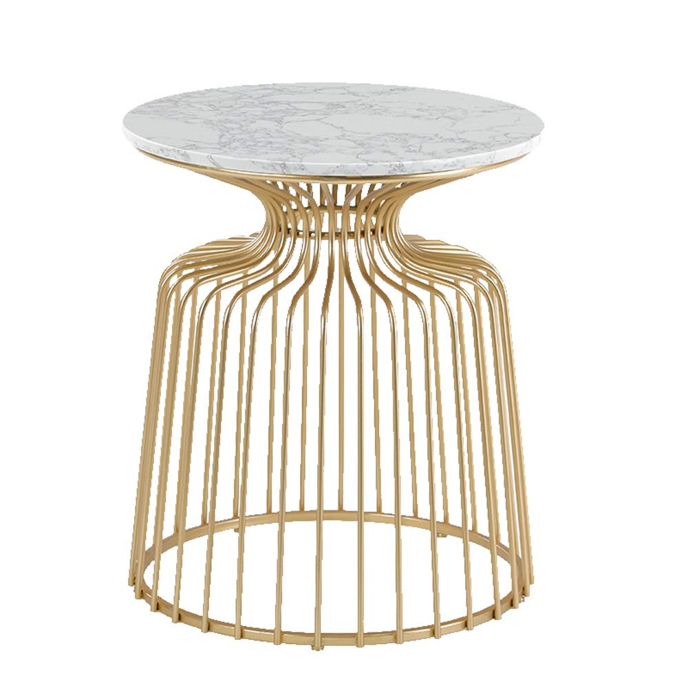 Nordic Modern Coffee Table with Marble Top & Gold Iron Base - 15.7