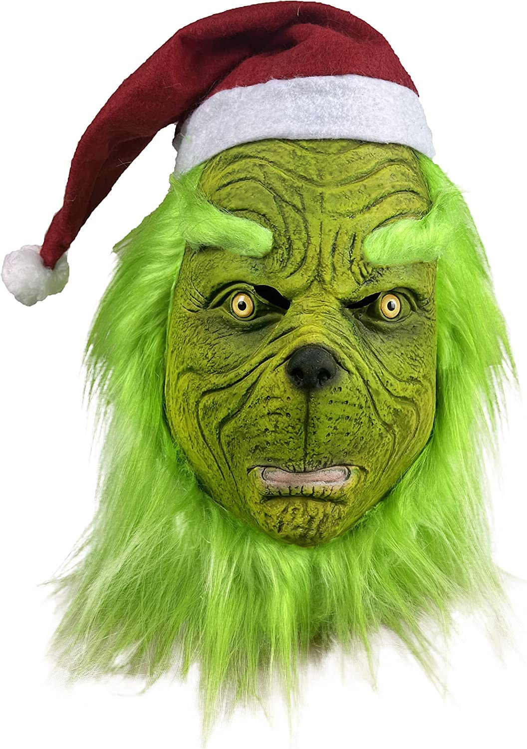 Green Christmas Cosplay Mask - Latex Full Head Mask for Halloween & Christmas Costume Parties | Perfect for Cosplay, Themed Events & Holiday Celebrations