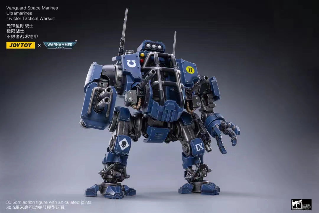 JOYTOY 1/18 Scale Warhammer 40K Vanguard Space Marines Ultramarines Invictor Tactical Warsuit Action Figure - Collectible Model for Display & Wargaming Scenes