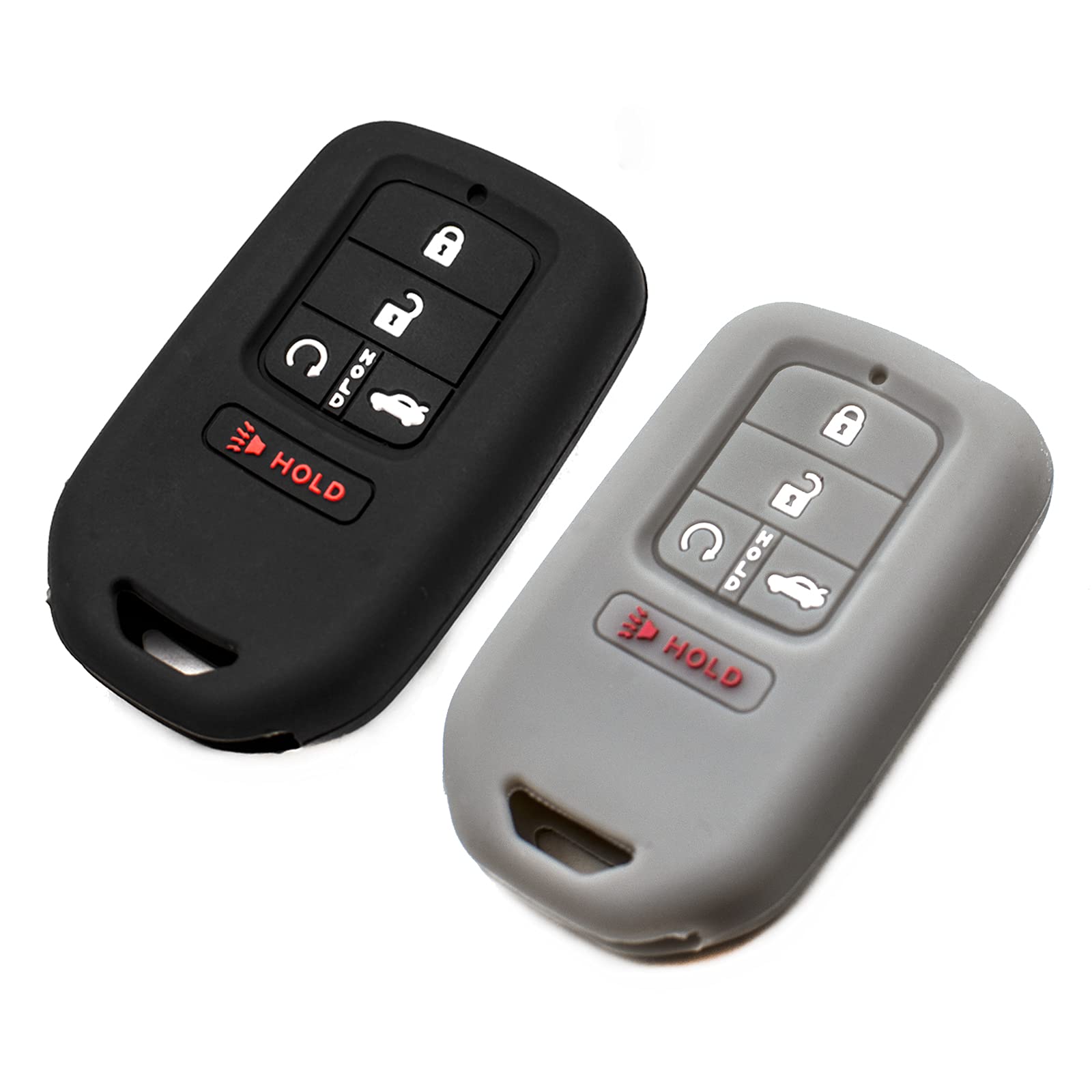 EYANBIS Silicone Key Fob Cover for Honda Civic Accord Pilot CR-V Insight Passport - 5 Button Smart Key Protector Case (Black & Gray) | Durable Car Accessories for Remote Key Protection | Perfect for Daily Use & Travel