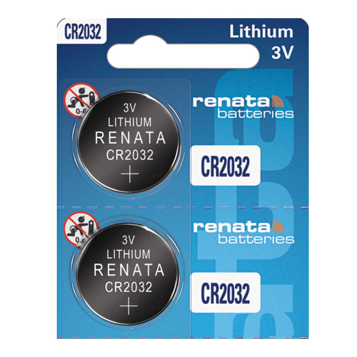 Renata CR2032 3V Lithium Coin Cell Batteries (2-Pack) - Long-Lasting Power for Watches, Key Fobs, Calculators & Medical Devices