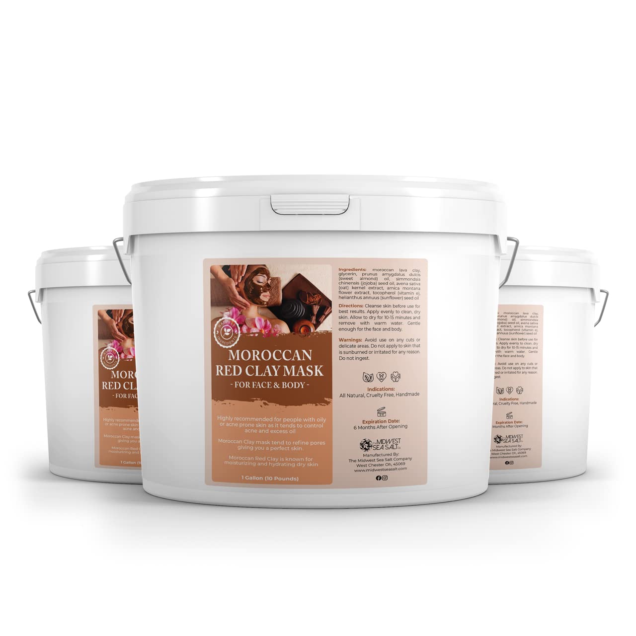 Moroccan Red Clay Mask - 10lbs (128oz) - Natural Oil Absorbing & Deep Cleansing Face Mask for Acne, Blackheads & Oily Skin - DIY Spa & Skincare Treatment at Home