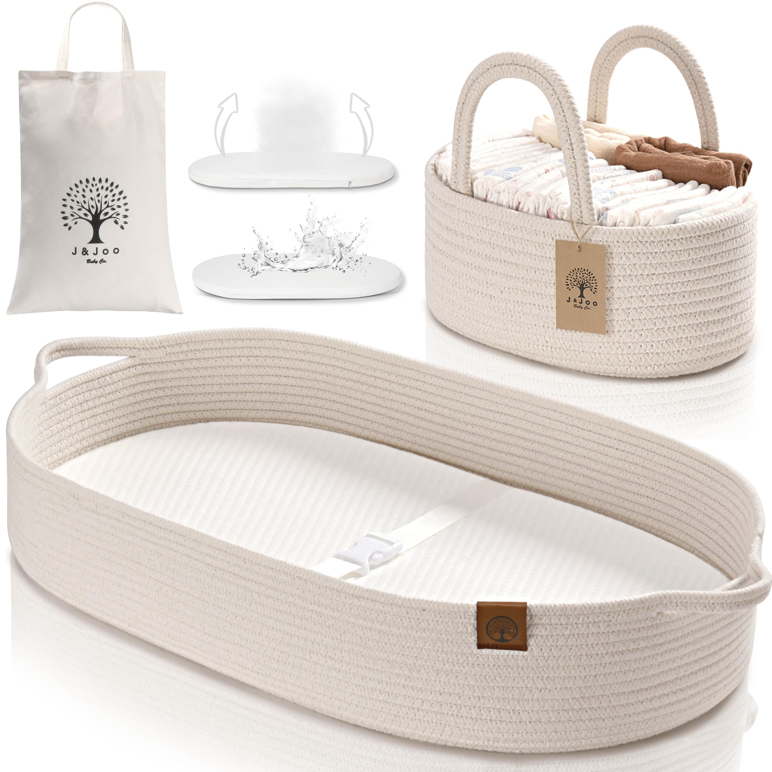 **Portable Baby Changing Basket with Diaper Caddy - Breathable & Waterproof Dual-Cover, Cotton Rope Organizer for Dresser & Nursery, Perfect Baby Shower Gift - Ideal for Travel, Home & On-the-Go Diaper Changes**