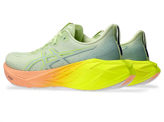 ASICS Men's NOVABLAST 4 Running Shoes - Lightweight Cushioned Sneakers for Jogging & Training | Cool Matcha/Safety Yellow Colorway | Perfect for Road Running, Gym Workouts & Daily Wear