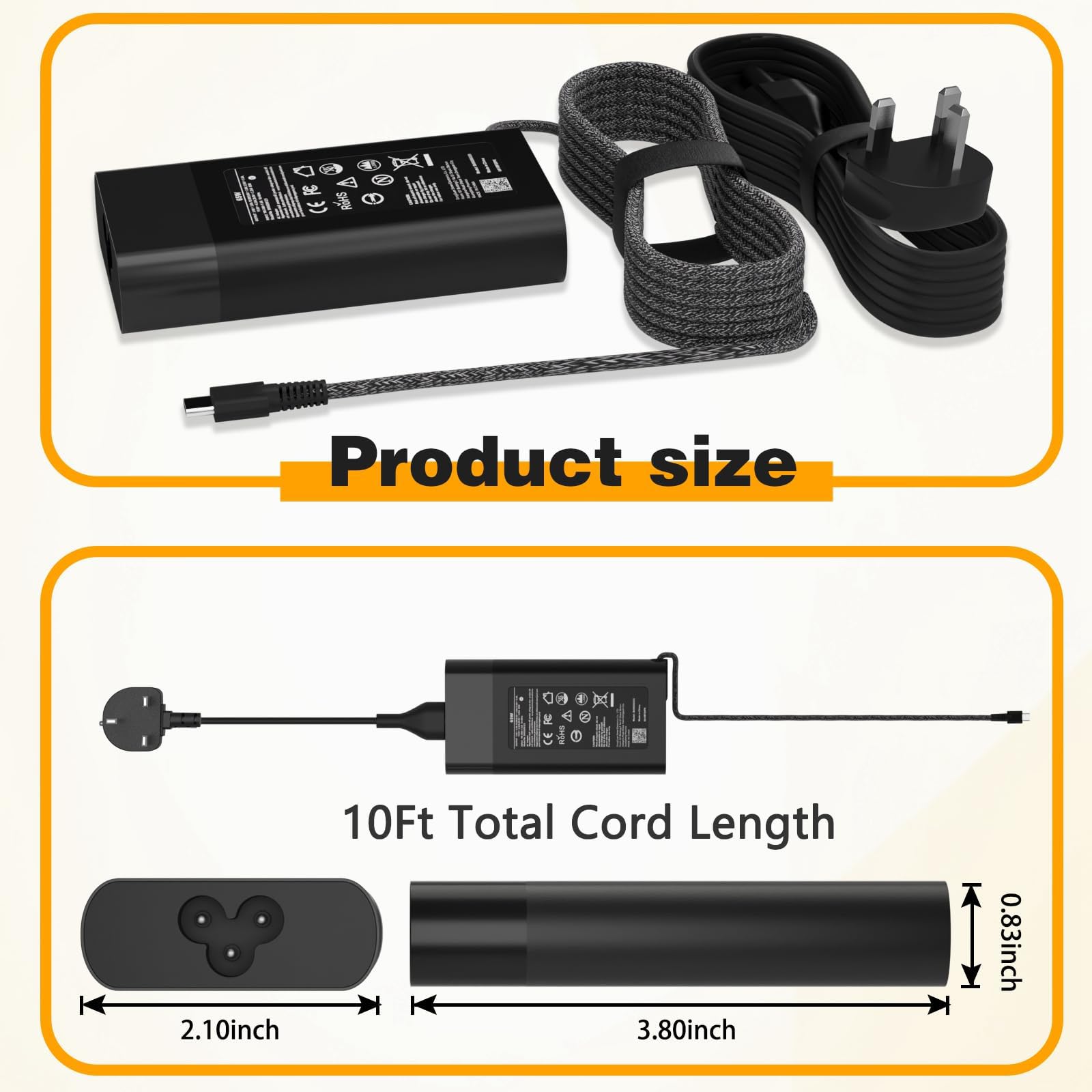 65W USB C Laptop Charger for HP EliteBook X360, Spectre X360, Envy X360 - Fast Charging AC Adapter Power Cord Replacement for HP ProBook, Elite X2, Pavilion, Chromebook | Perfect for Travel, Office & Home Use