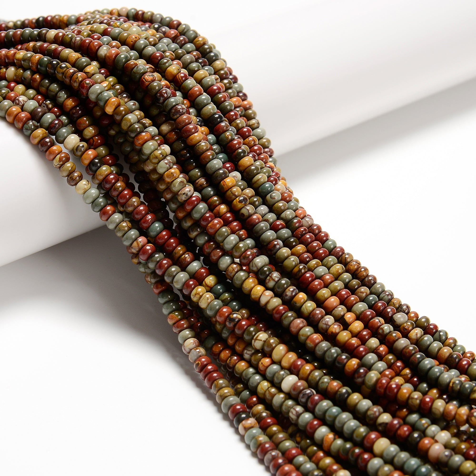 Natural Cherry Red Creek Jasper Smooth Rondelle Beads 2x4mm - 15.5 Inch Strand for Jewelry Making, DIY Bracelets & Necklaces - Perfect for Healing Crystal Crafts and Boho Style Accessories