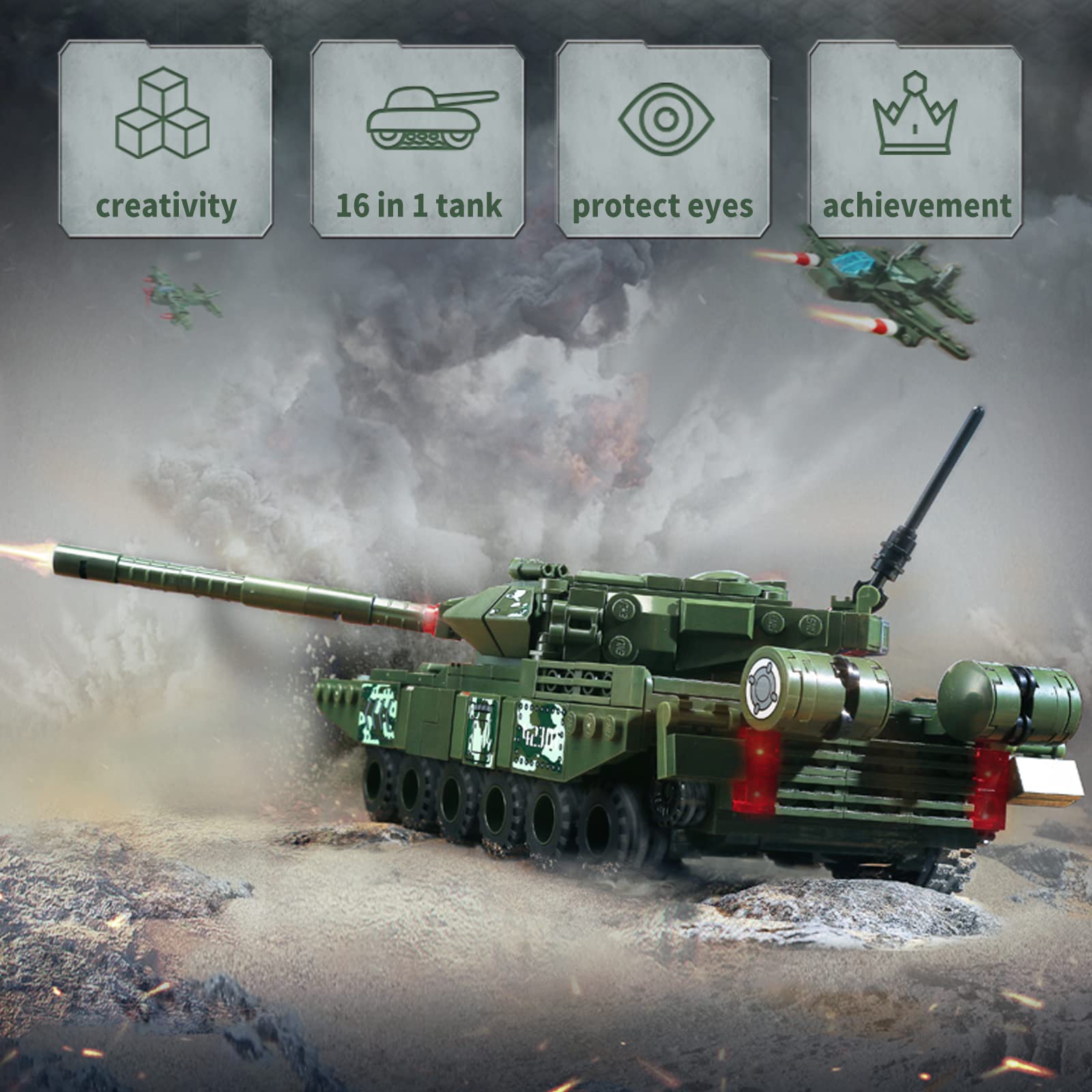 WW2 Military Tank Building Blocks Set - 642PCS 8-in-1 Army Model Kit, Lego-Compatible War Toy for Boys Ages 6-14 | Perfect for History Enthusiasts, Battle Reenactments & STEM Learning Activities