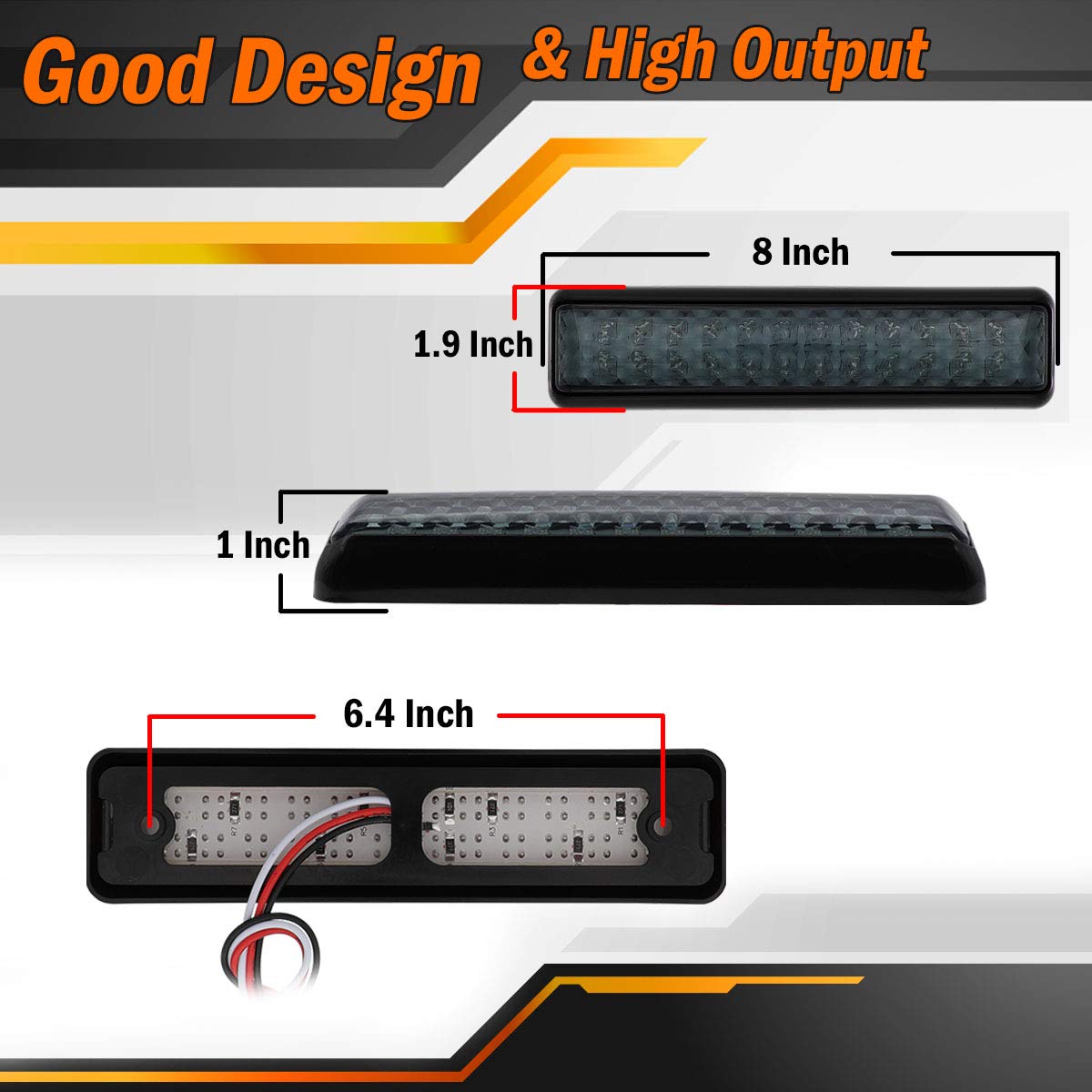 Meerkatt 8 Inch Smoked Lens White LED Clearance Light - Waterproof Reverse Backup Lamp for Trucks, Trailers, Pickups & Boats (12V DC Universal, Pack of 1) - Perfect for Night Driving & Off-Road Safety