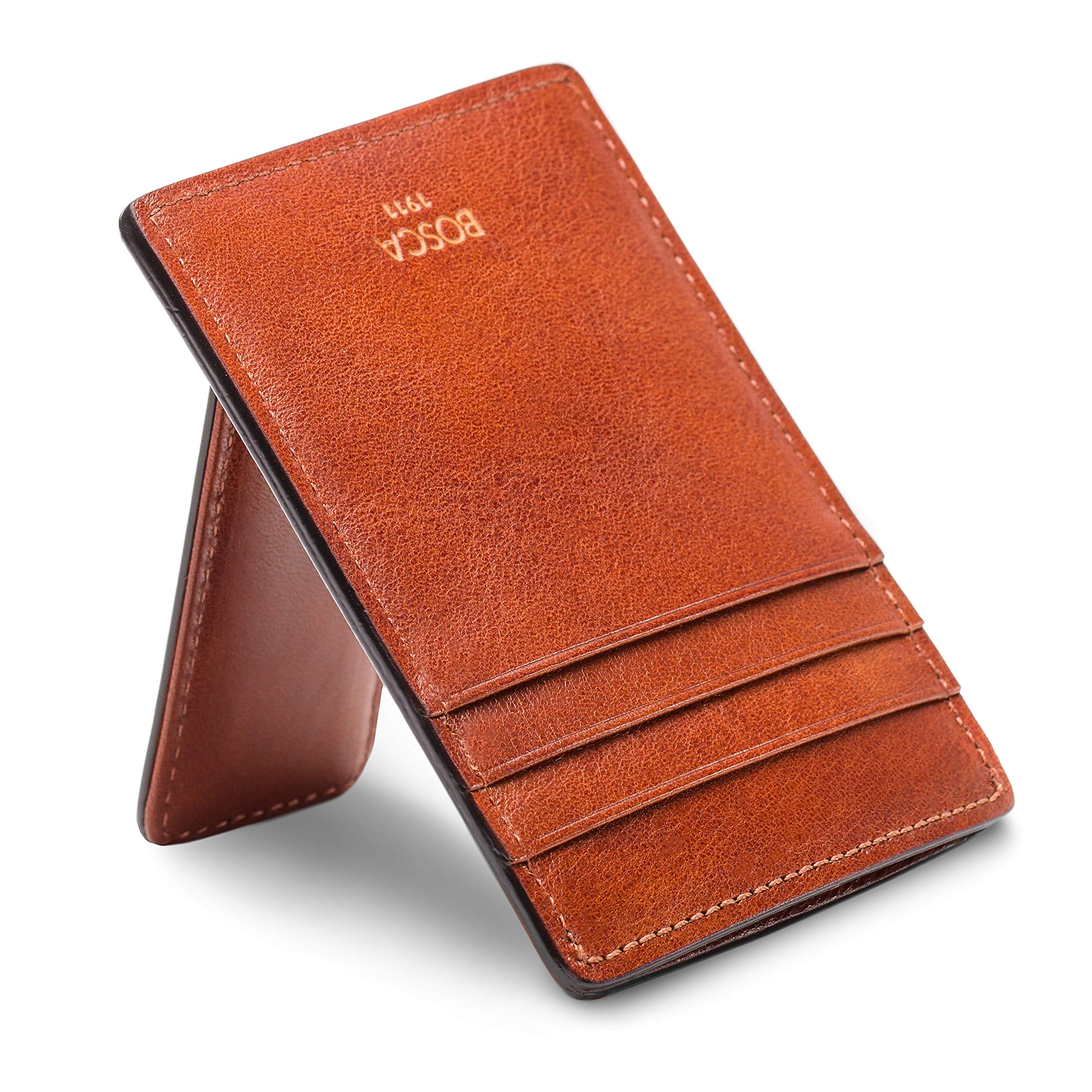 Premium Men's Leather Card Holder Wallet with Magnetic Money Clip - 3 Card Slots & Top Loading Cash Pocket - Full Grain Tanned Leather for Front Pocket Carry - Gift Ready Packaging in Amber Brown - Perfect for Everyday Use, Business Travel & Minimalist Lifestyle