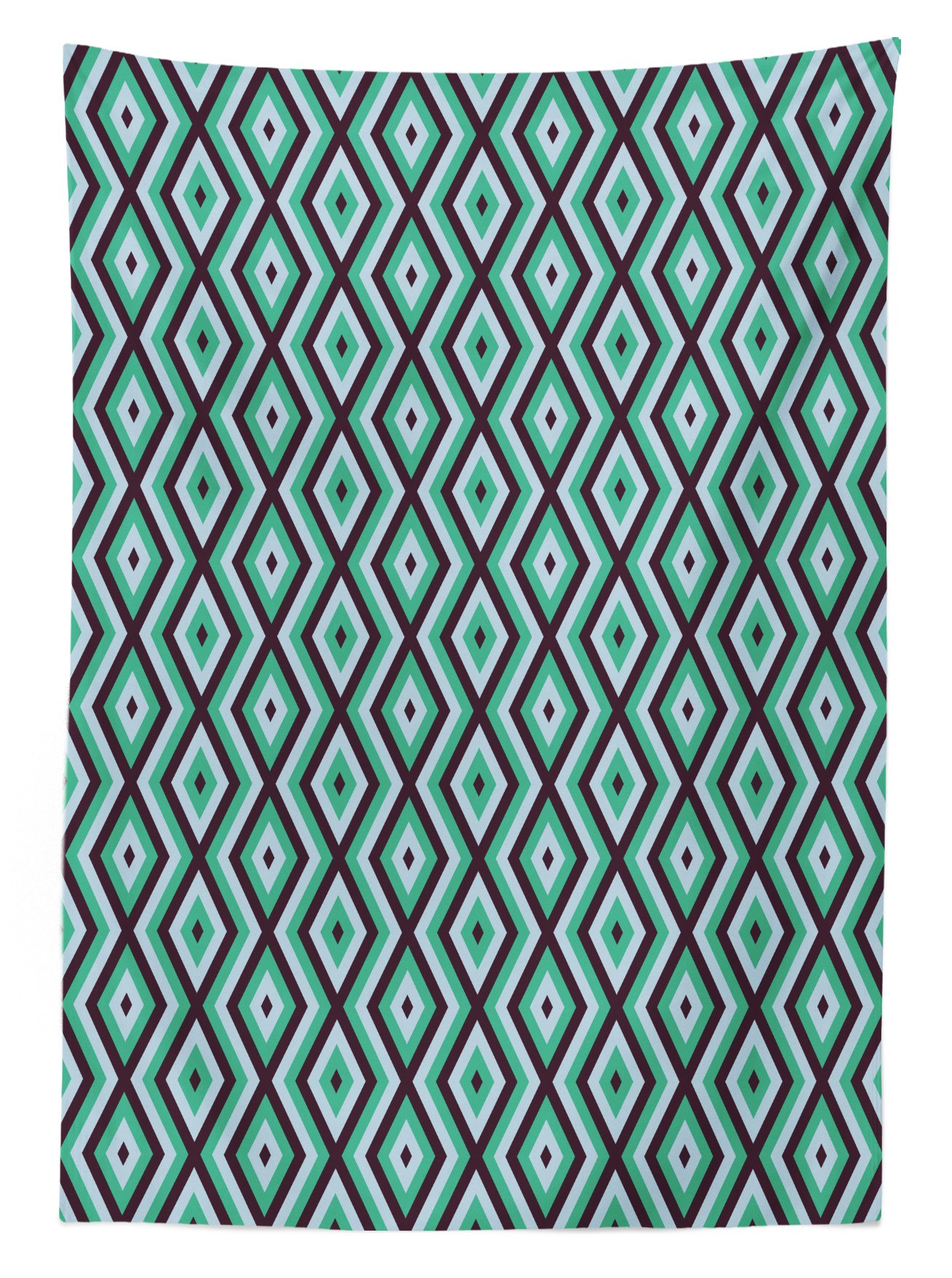 Ambesonne Waterproof Outdoor Tablecloth - Abstract Geometric Minimalist Design, Retro Diamond Line Pattern, Washable Picnic Table Cover 58