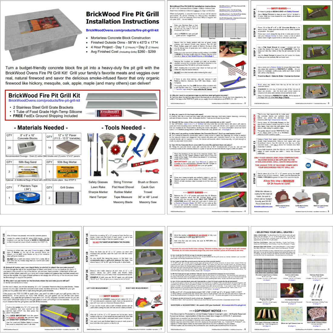 Portable Fire Pit Grill Kit - Outdoor Camping & Backyard BBQ Fire Pit with Cooking Grate for Patio, Garden, and Picnic Use