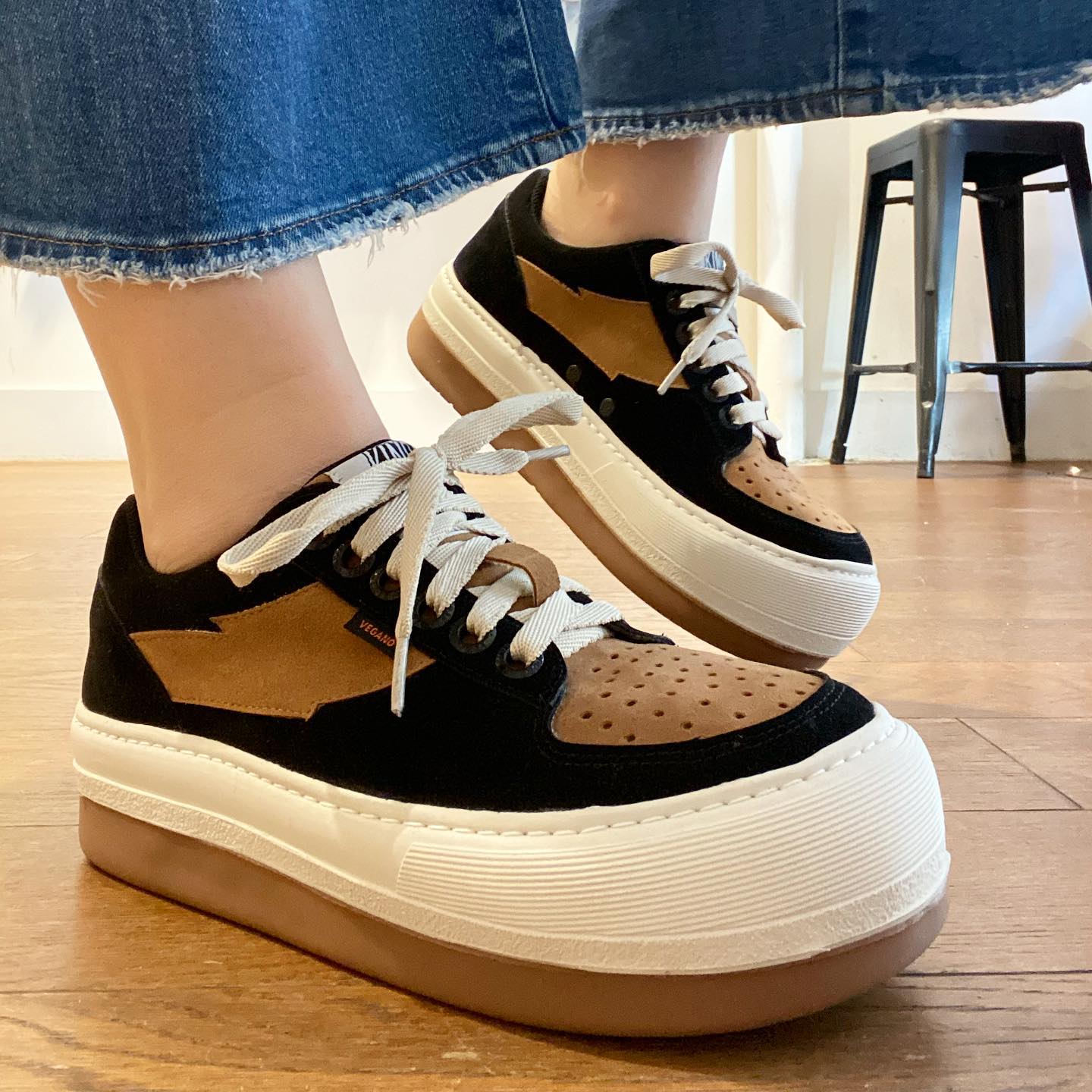 King55 Black Harajuku Sneakers - Stylish & Comfortable Casual Shoes for Women | Perfect for Streetwear, Daily Wear & Fashion Outfits