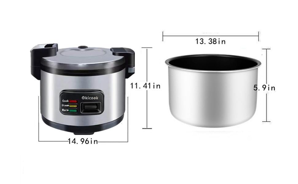 10L Commercial Rice Cooker - 42 Cups (Cooked) Large Electric Rice Warmer for Restaurants, Families & Parties - Perfect for Cooking Rice, Soup, Porridge & Keeping Food Warm