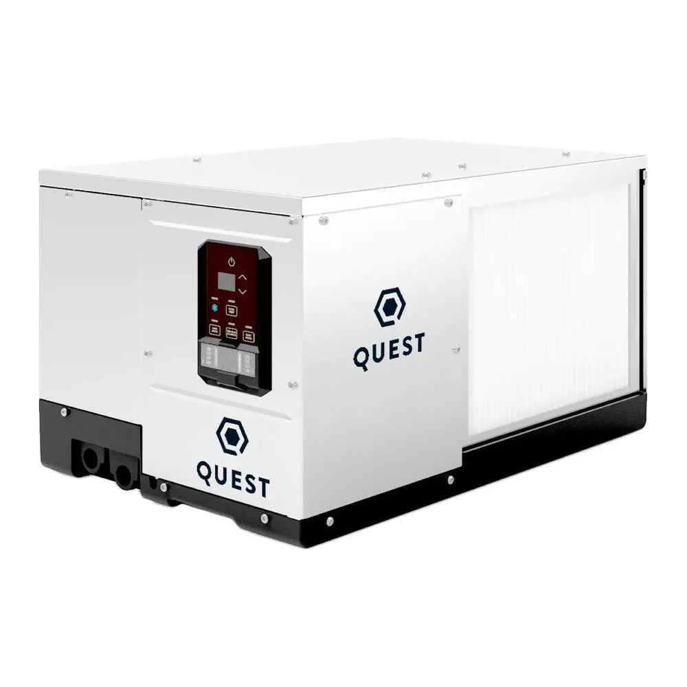 Quest 100 Dehumidifier - 100 Pints/Day Moisture Removal for Large Spaces - Perfect for Basements, Garages & Home Use