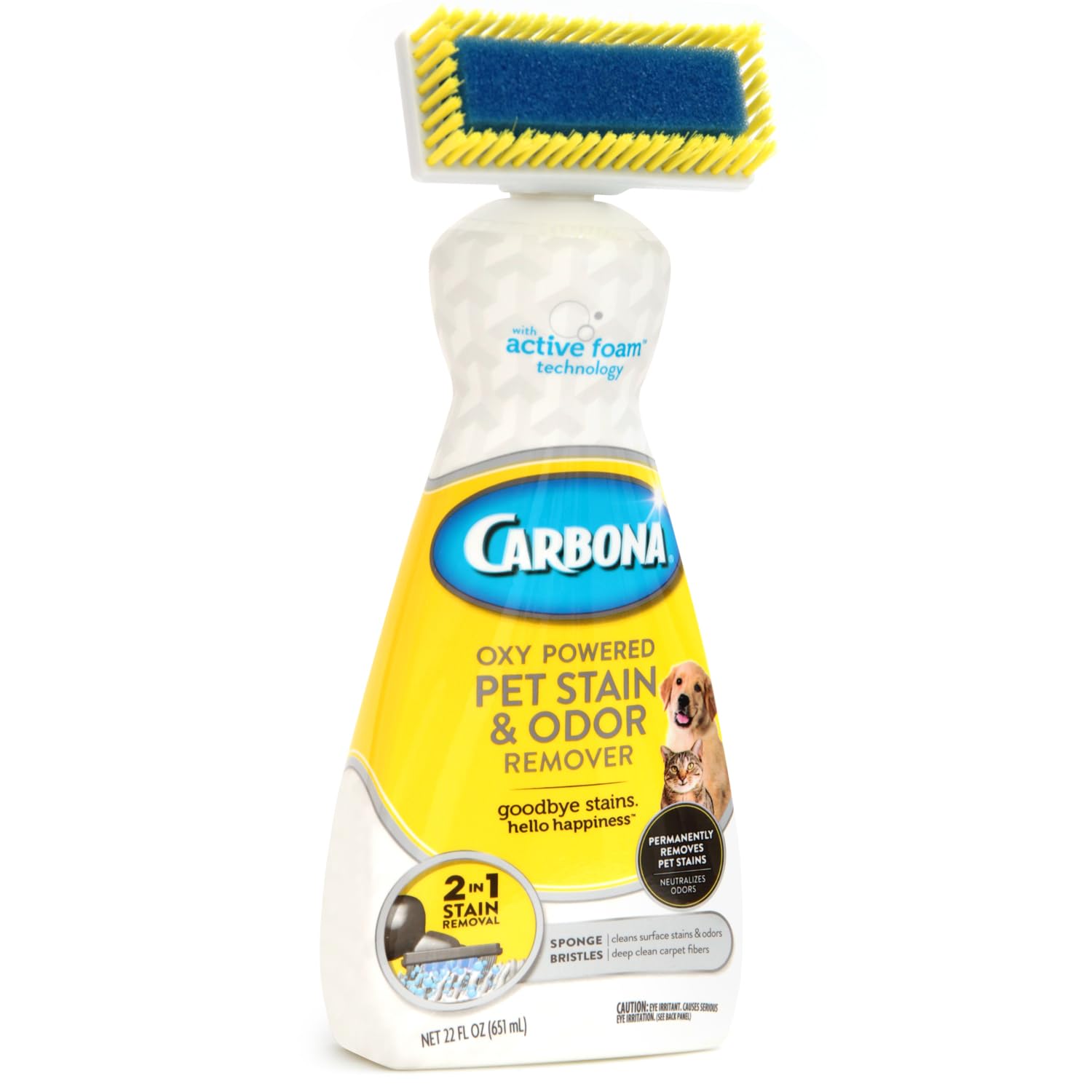Oxy Powered Pet Stain & Odor Remover - 22oz Carbona Carpet Cleaner with Brush | Effective for Kids & Pets | Removes Tough Stains & Odors | Perfect for Carpets, Upholstery & Pet Areas | Safe for Homes with Children & Animals