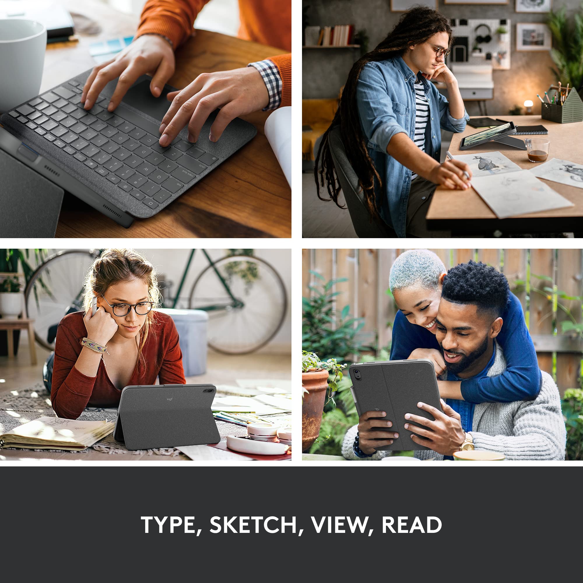 Logitech Combo Touch Keyboard Case for iPad 10th Generation & A16 - Detachable Backlit Keyboard with Trackpad & USB-C Logitech Crayon Digital Pencil - Compatible with iPad 2018 and Newer Models - Perfect for Work, Study, and Creative Drawing