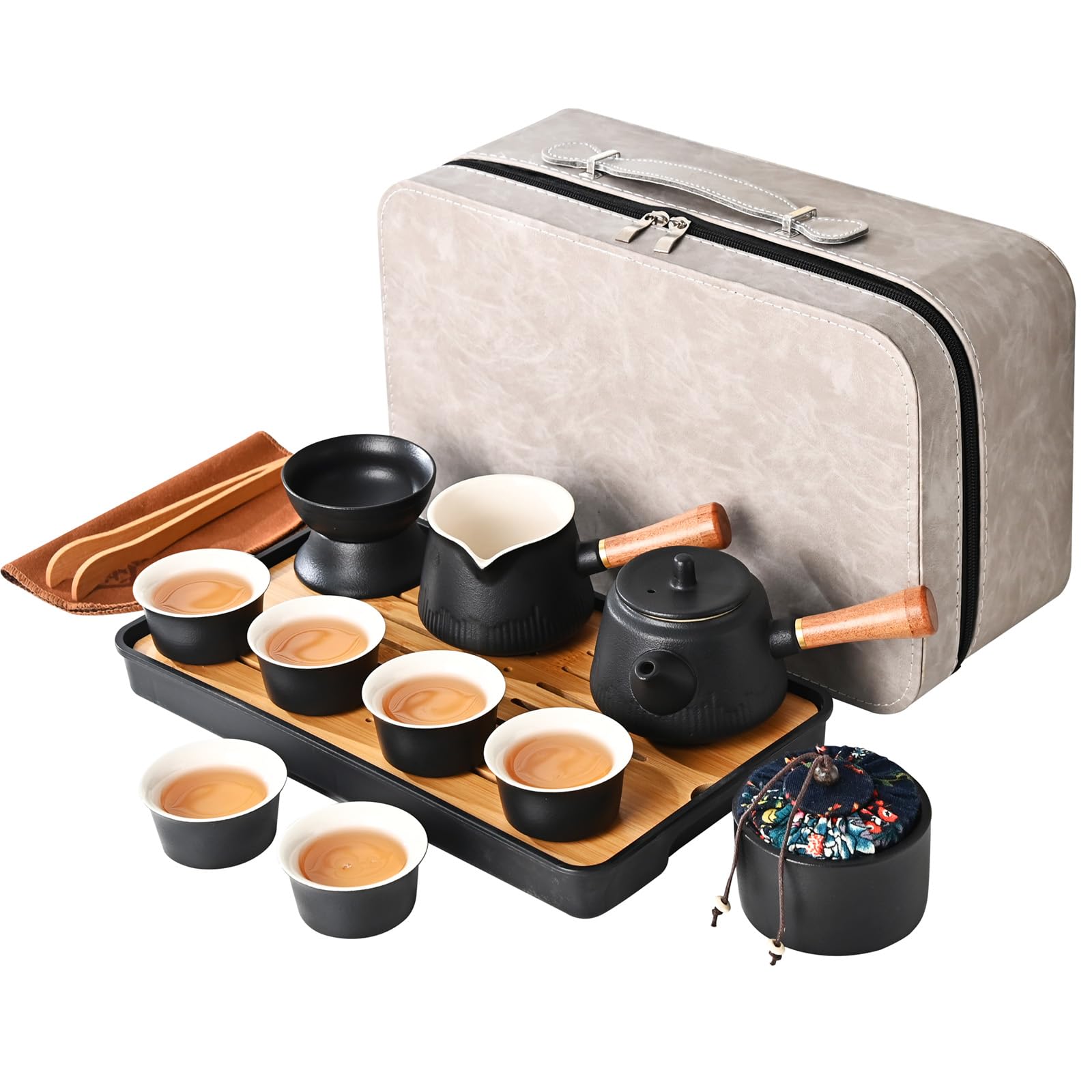 Premium Chinese Gongfu Tea Set - Traditional Side Handle Teapot with 6 Cups for Adults | Authentic Kung Fu Tea Ceremony Set | Perfect for Home Tea Parties, Meditation & Gift Giving