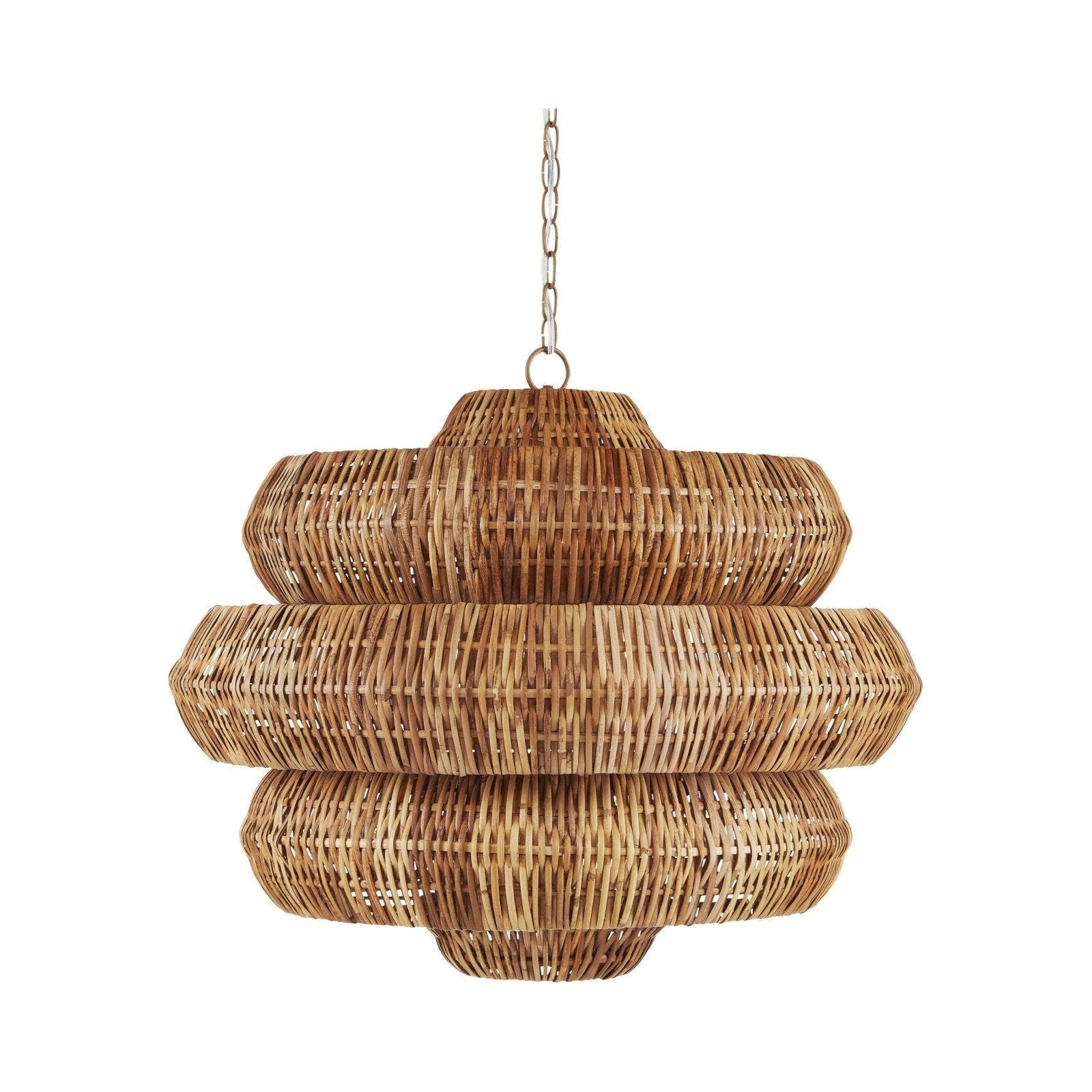 Antibes Medium Natural Chandelier - Elegant Rattan Pendant Light Fixture for Dining Room, Bedroom, or Living Room Decor