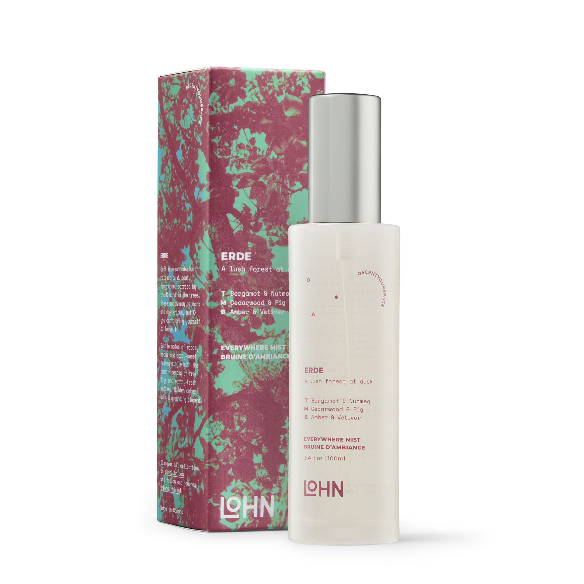 ERDE Everywhere Mist - Amber & Vetiver Fragrance Spray | Long-Lasting Scent for Home, Office & Travel | Aromatherapy & Relaxation Essential Oil Mist