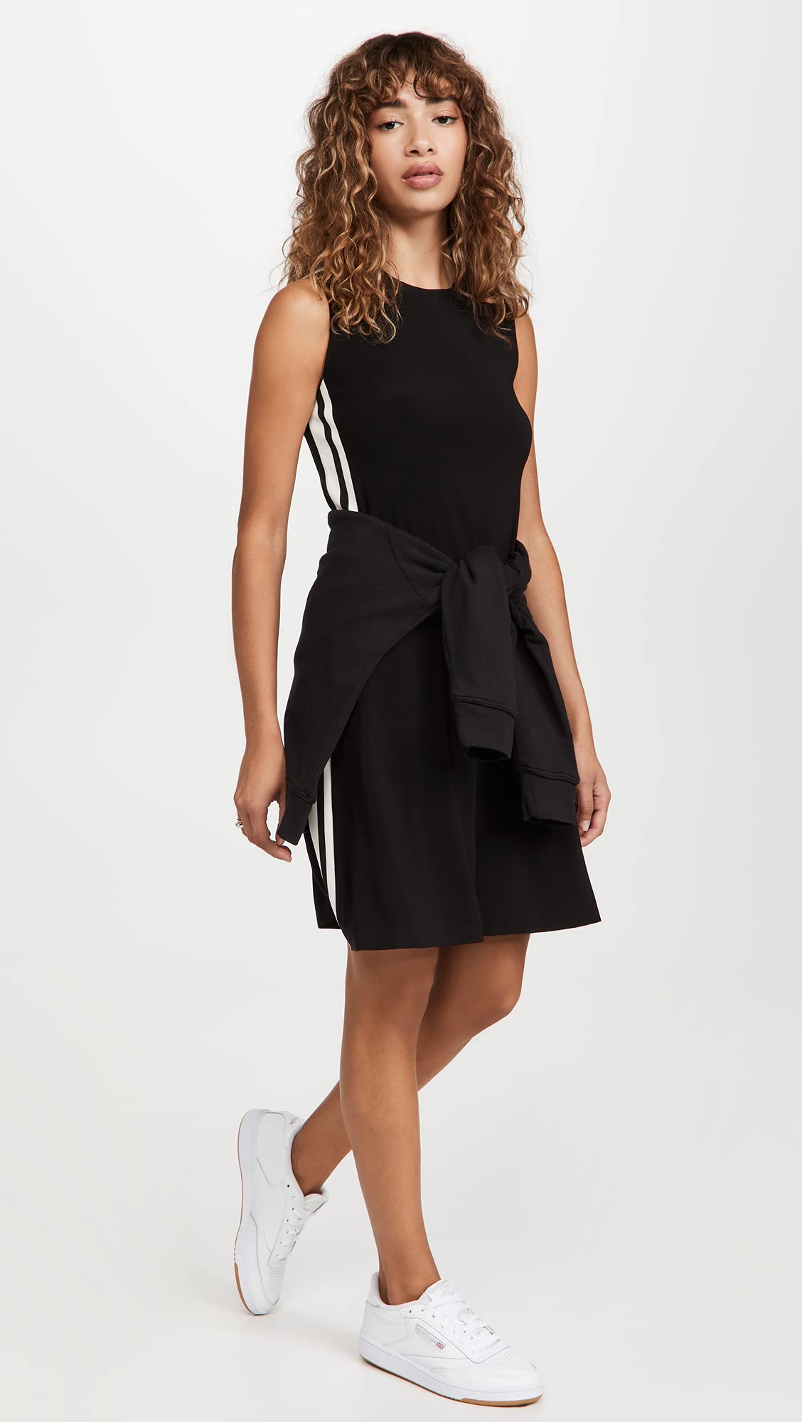 Norma Kamali Women's Side Stripe Sleeveless Swing Dress - Flowy Summer Dress for Beach, Party & Casual Wear