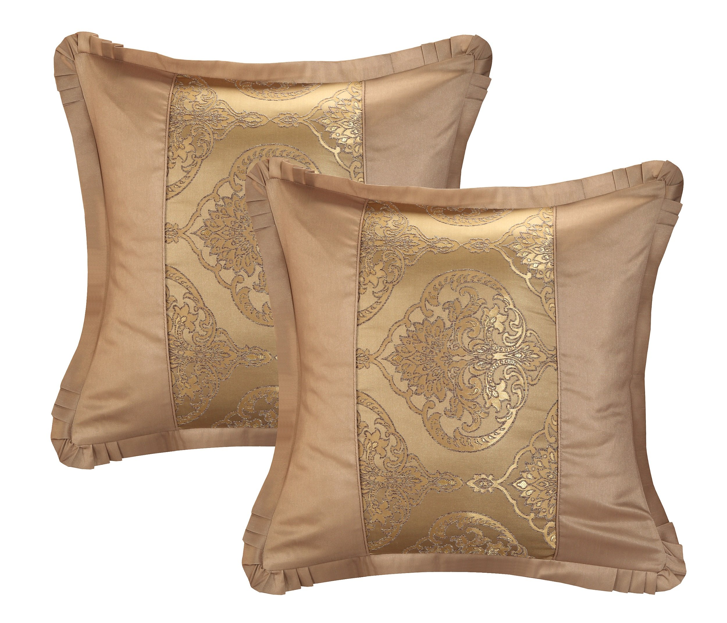 Chic Home 9-Piece Como Jacquard Bedding Set - King Size Luxury Comforter & Pillow Ensemble in Gold | Elegant Upholstery Quality Fabric for Master Bedroom Decor