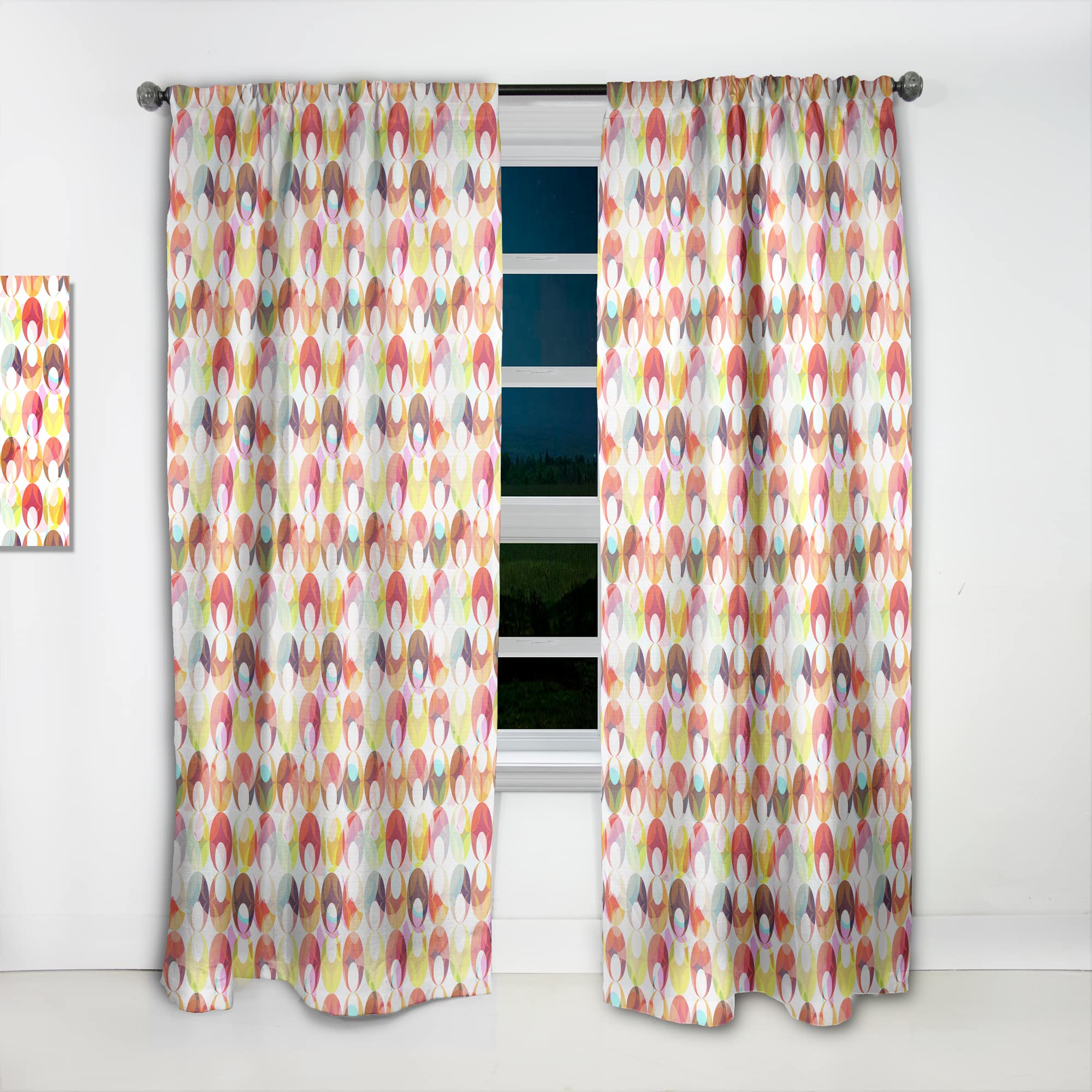 DesignQ Thermal Insulated Abstract Circle Pattern Curtains - Single Panel 52x108 Inches - Blackout Drapes for Bedroom & Living Room - Perfect for Home Decor and Light Control