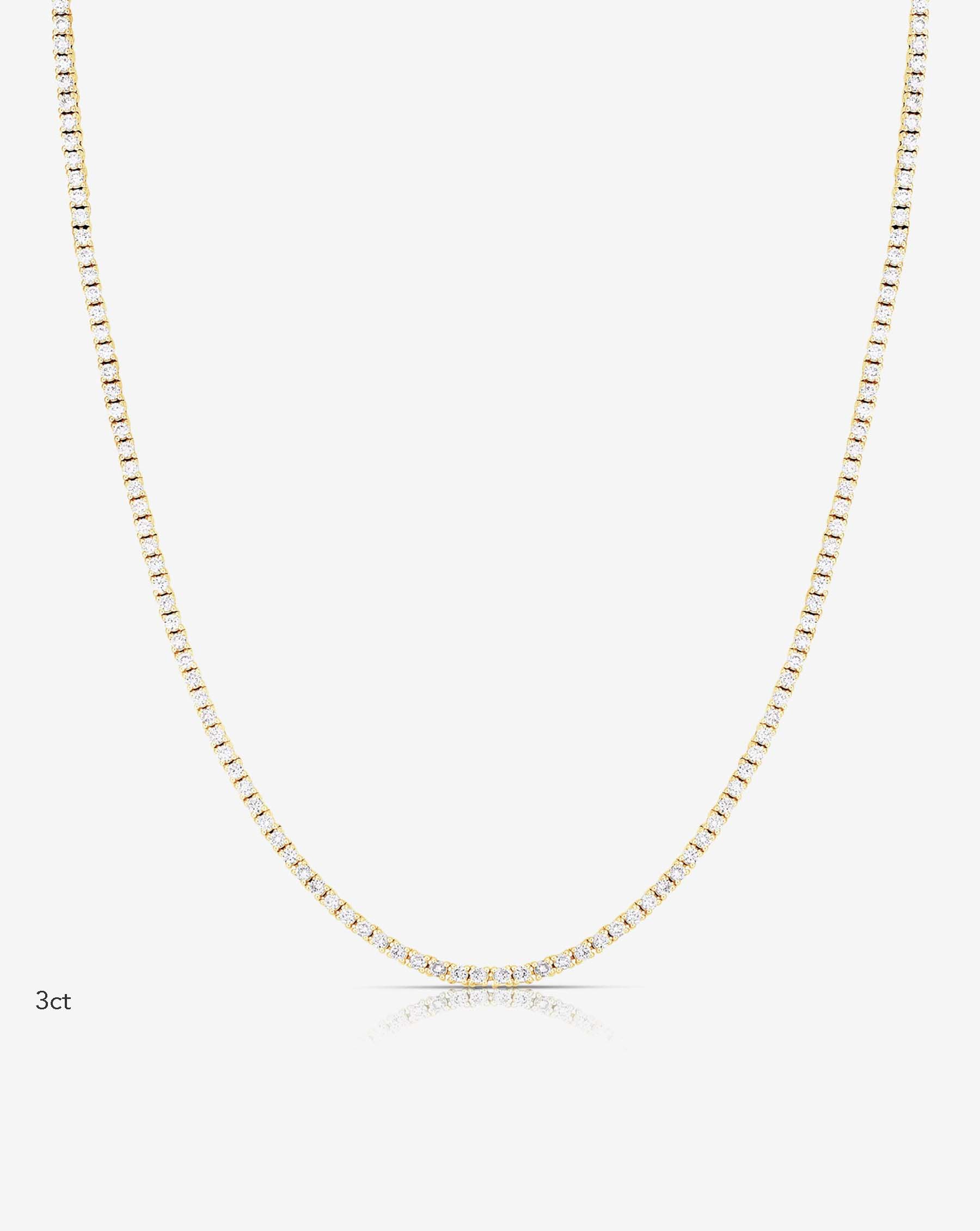 Elegant Classic Diamond Tennis Necklace for Women - 14K White Gold Dainty Chain Necklace - Perfect for Weddings, Parties & Special Occasions