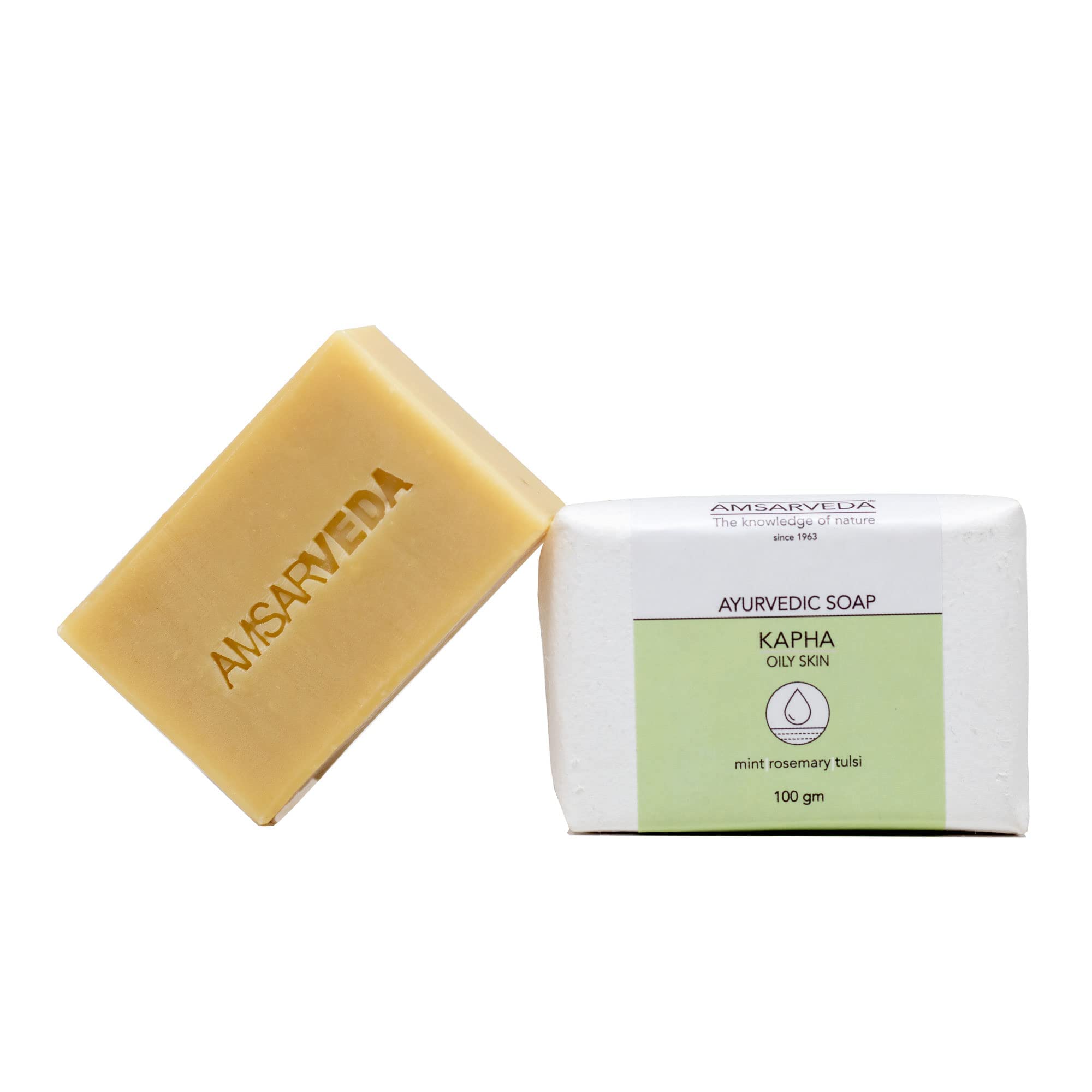 Amsarveda Kapha Ayurvedic Soap for Oily Skin - Natural Herbal Cleansing Bar for Acne-Prone Skin | Perfect for Daily Face & Body Wash in Humid Climates